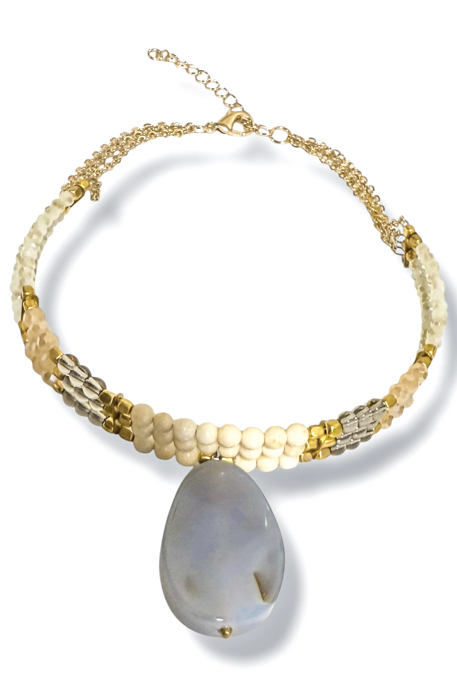 Together Again Stone Drop Bead Choker Necklace