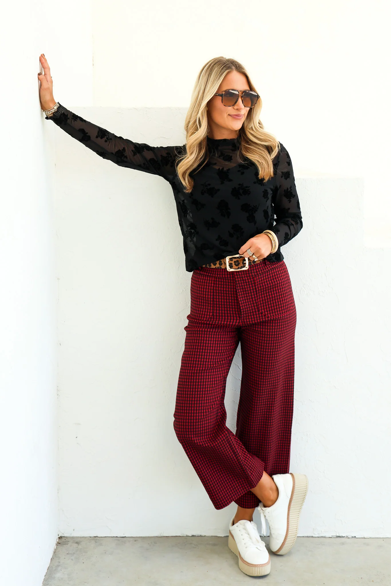 Deck The Halls Cherry Red Cropped Straight Leg Pant - Image 5