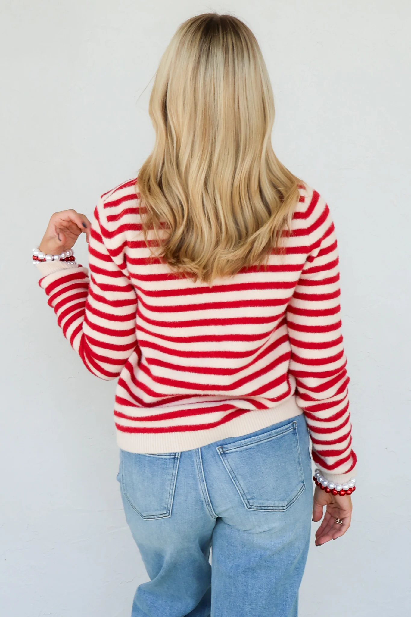 Candy Man Red Striped Long Sleeve Cardigan - Image 5