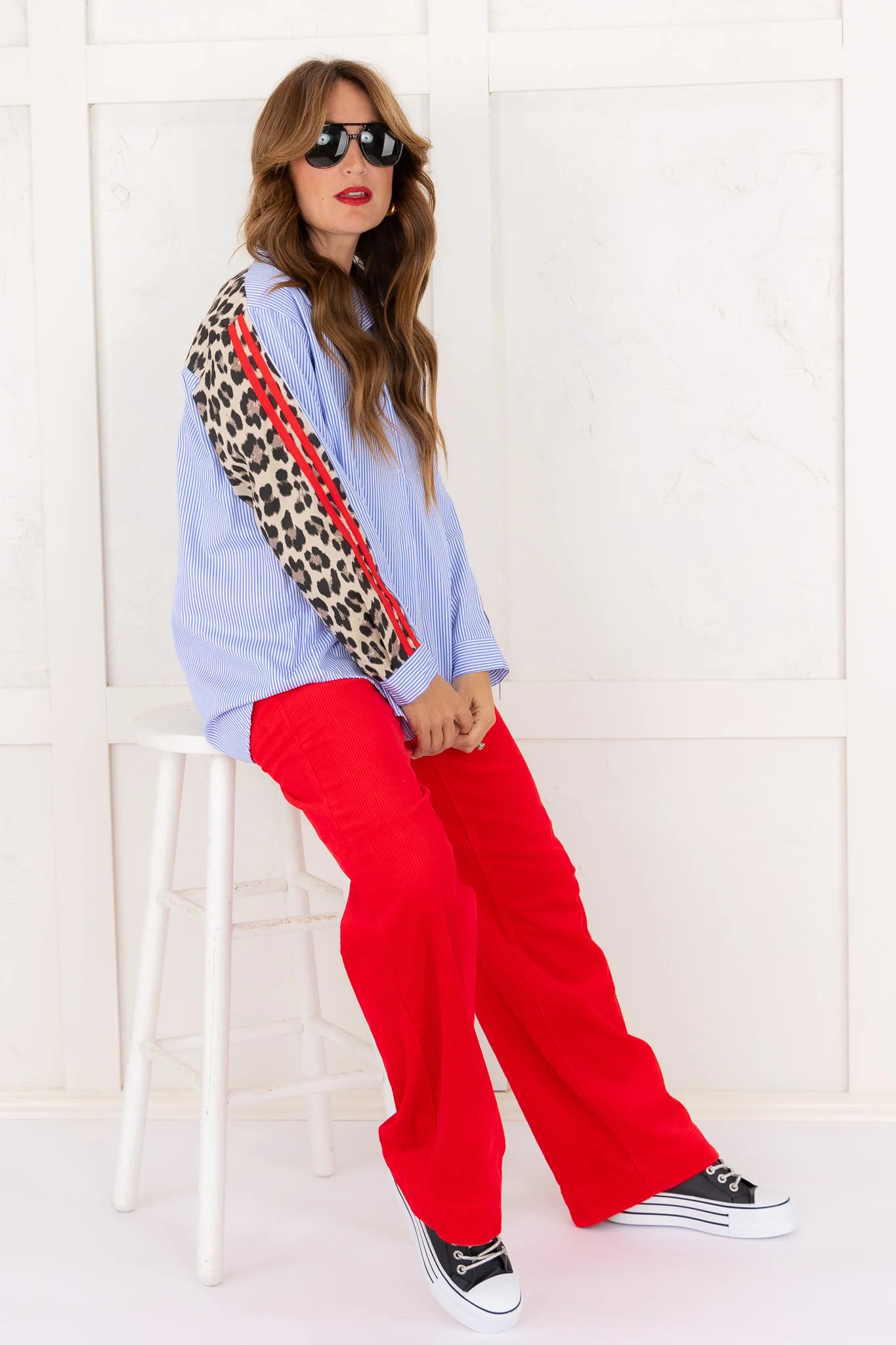 First Impression Button Down Top-Red Stripe - Image 3
