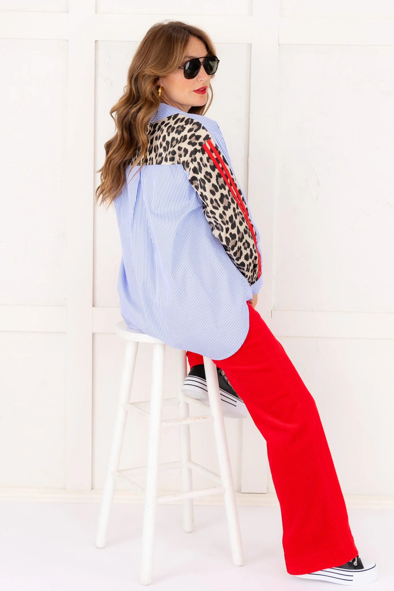 First Impression Button Down Top-Red Stripe - Image 4