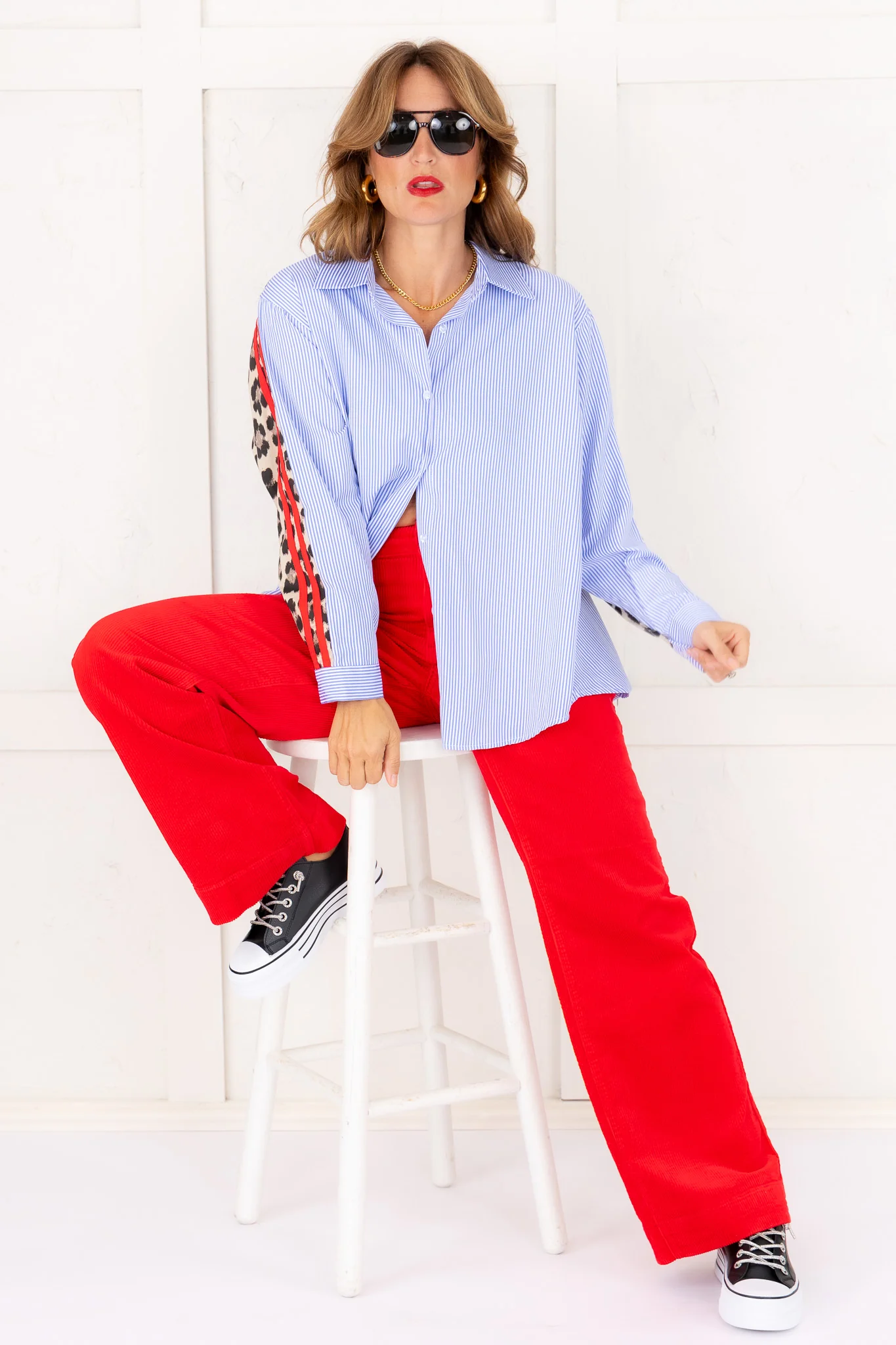First Impression Button Down Top-Red Stripe - Image 6