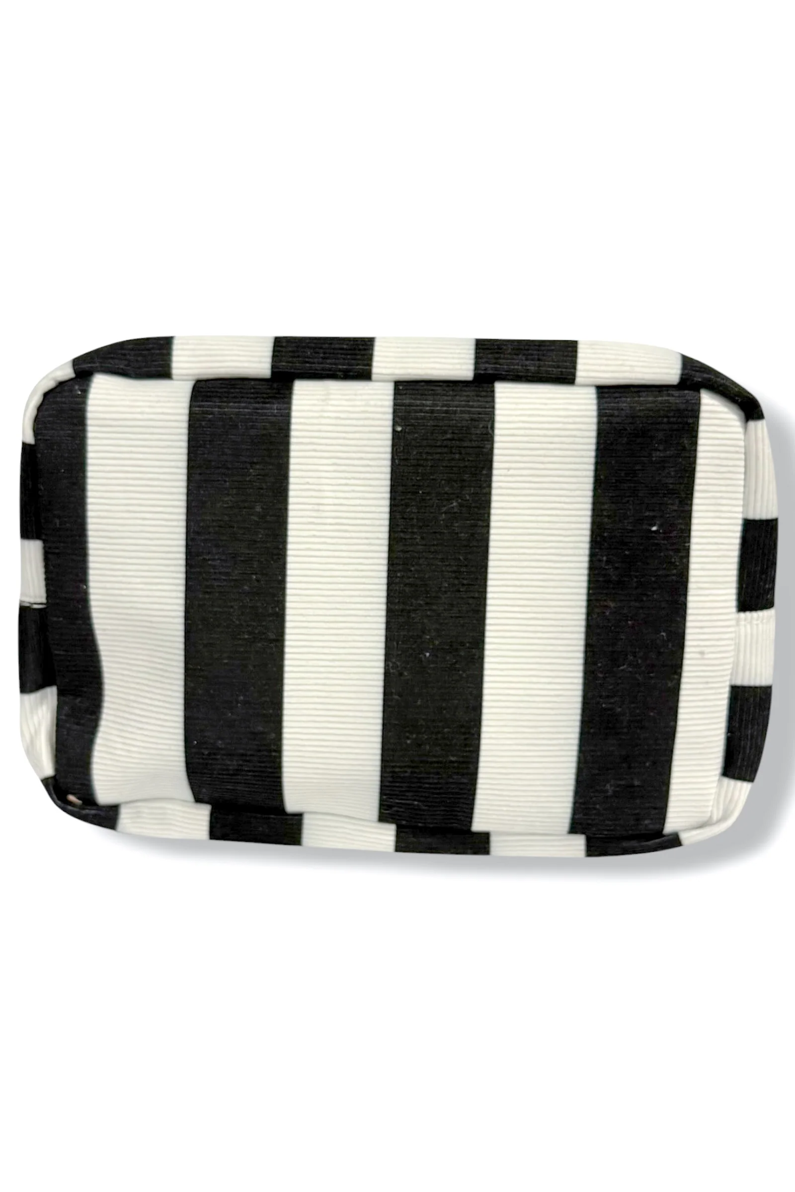 Next Move Black and White Striped Cosmetic Travel Pouch