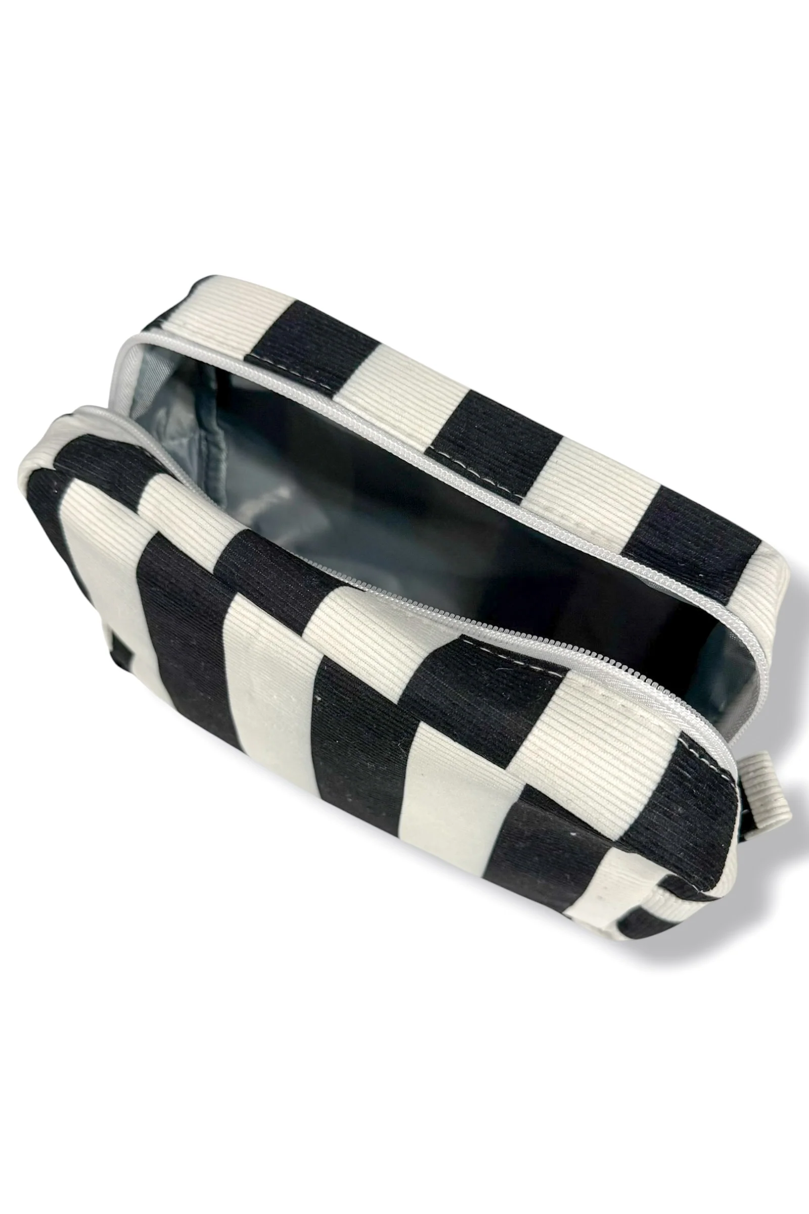 Next Move Black and White Striped Cosmetic Travel Pouch - Image 2