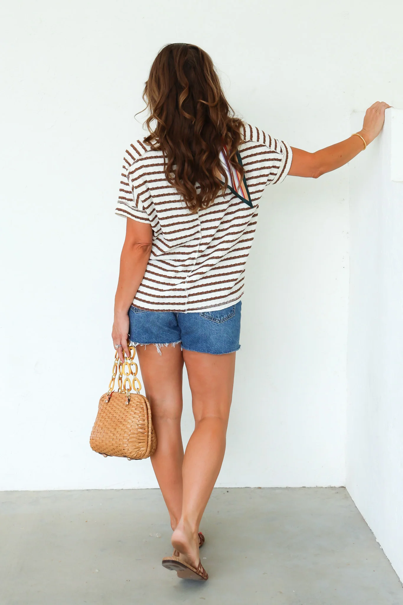 Ines Striped Brown Short Sleeve Tee - Image 4