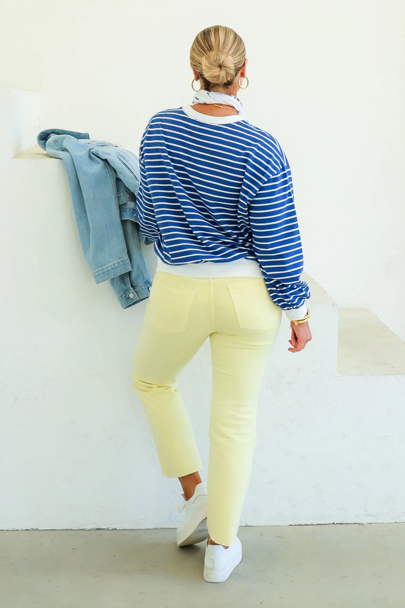 Ella Light Navy Striped Long Sleeve Top - Image 4