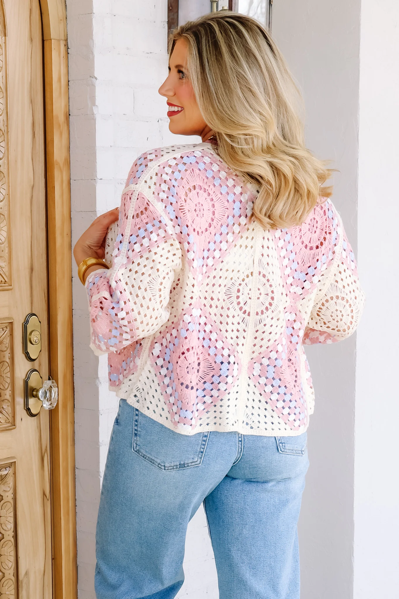 Isabella Sunburst Mosaic Pink Cardigan - Image 2