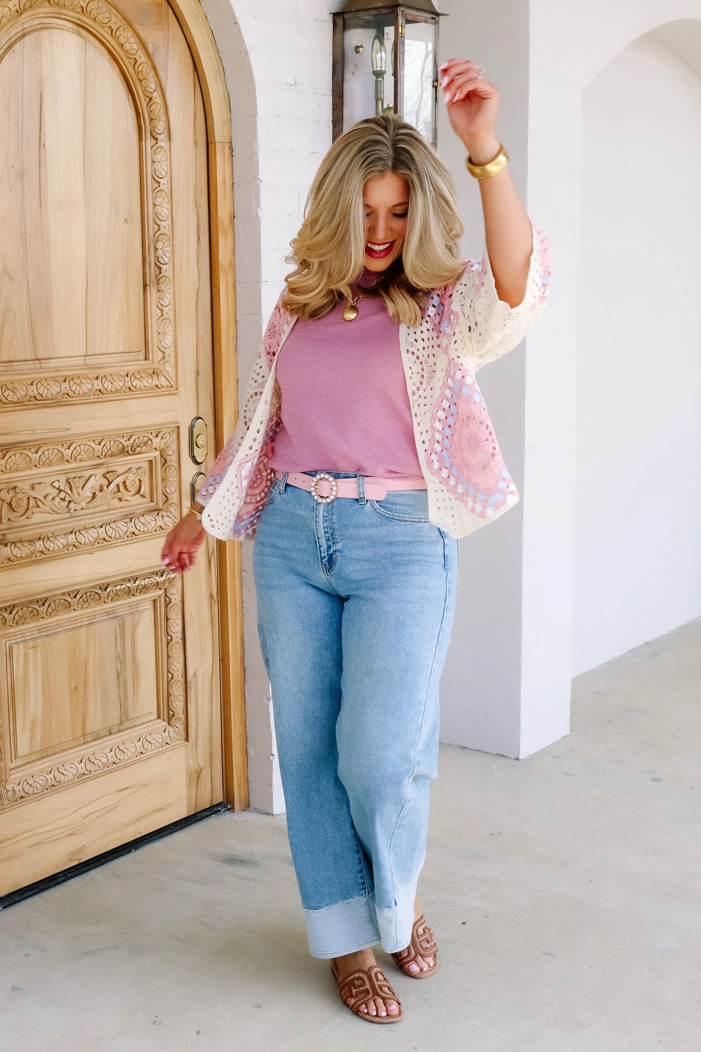Isabella Sunburst Mosaic Pink Cardigan - Image 4