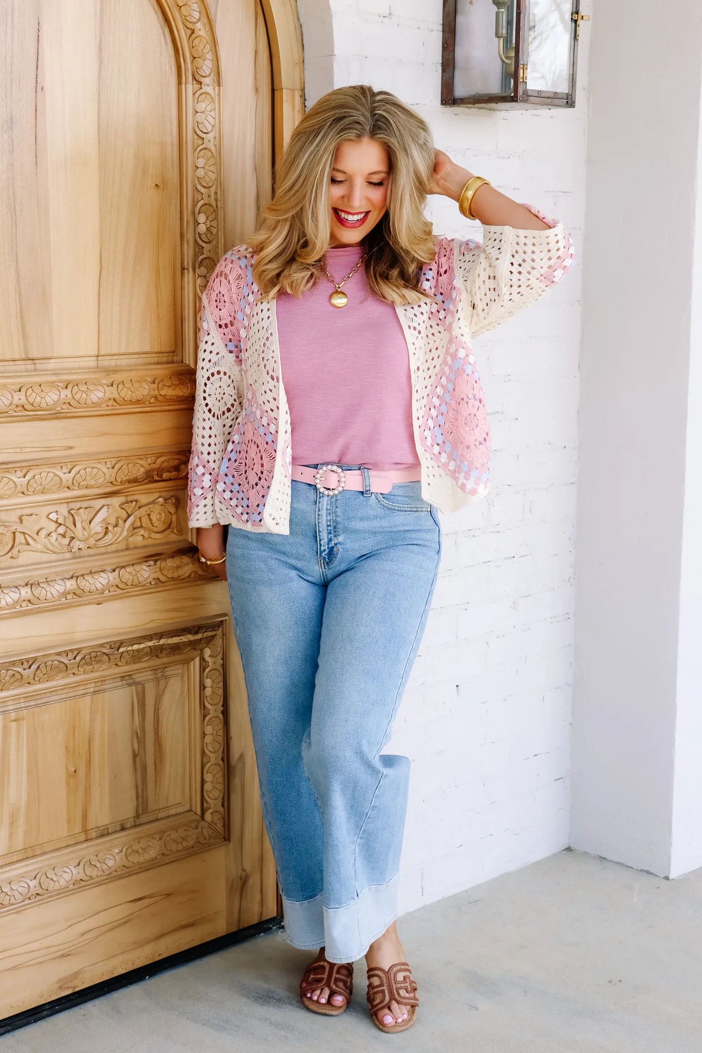 Isabella Sunburst Mosaic Pink Cardigan - Image 6