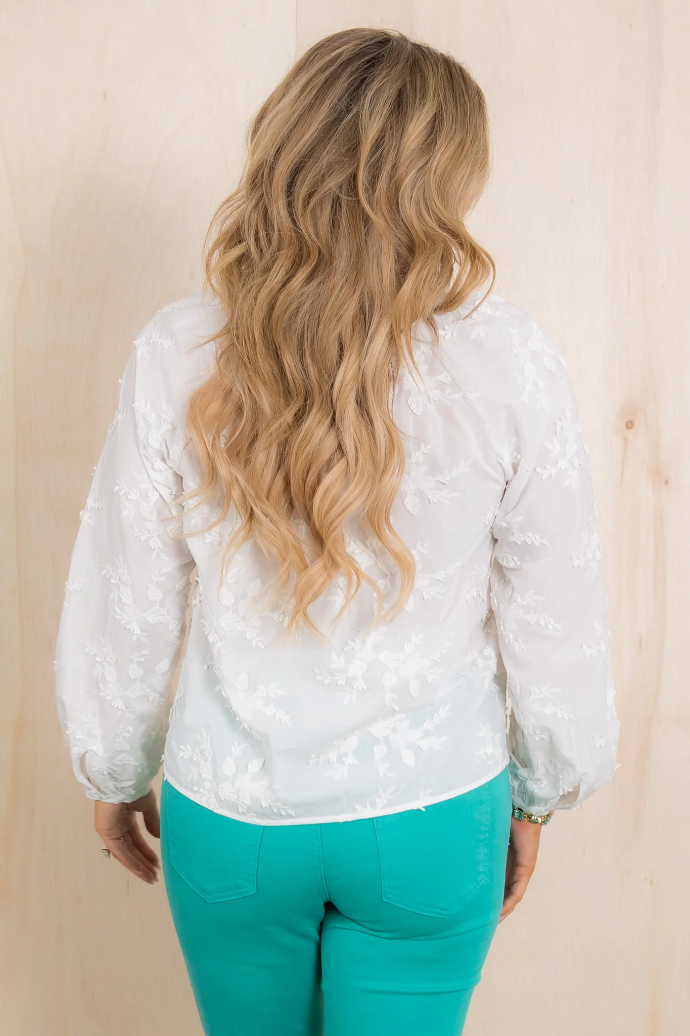 Sunday Bouquet White Long Sleeve Blouse - Image 3