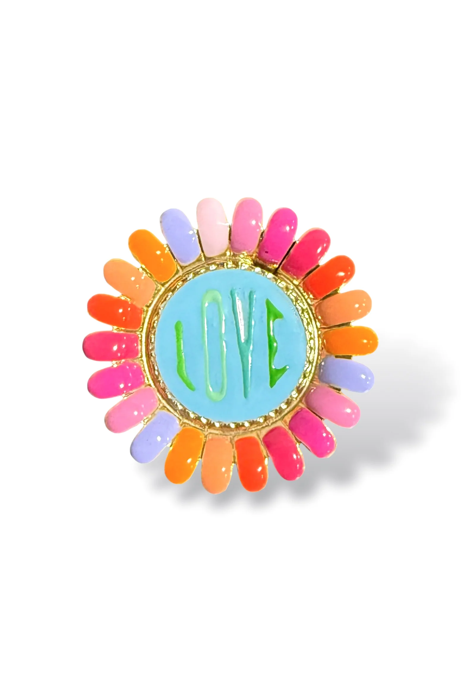 TOVA Sunshine Of Love Antique Gold Plated Metal Brooch