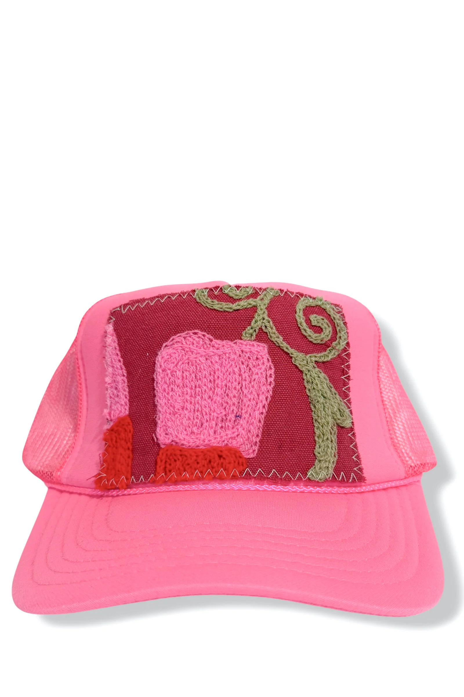 Suzani Hot Pink Kilim Patch Trucker Hat 18