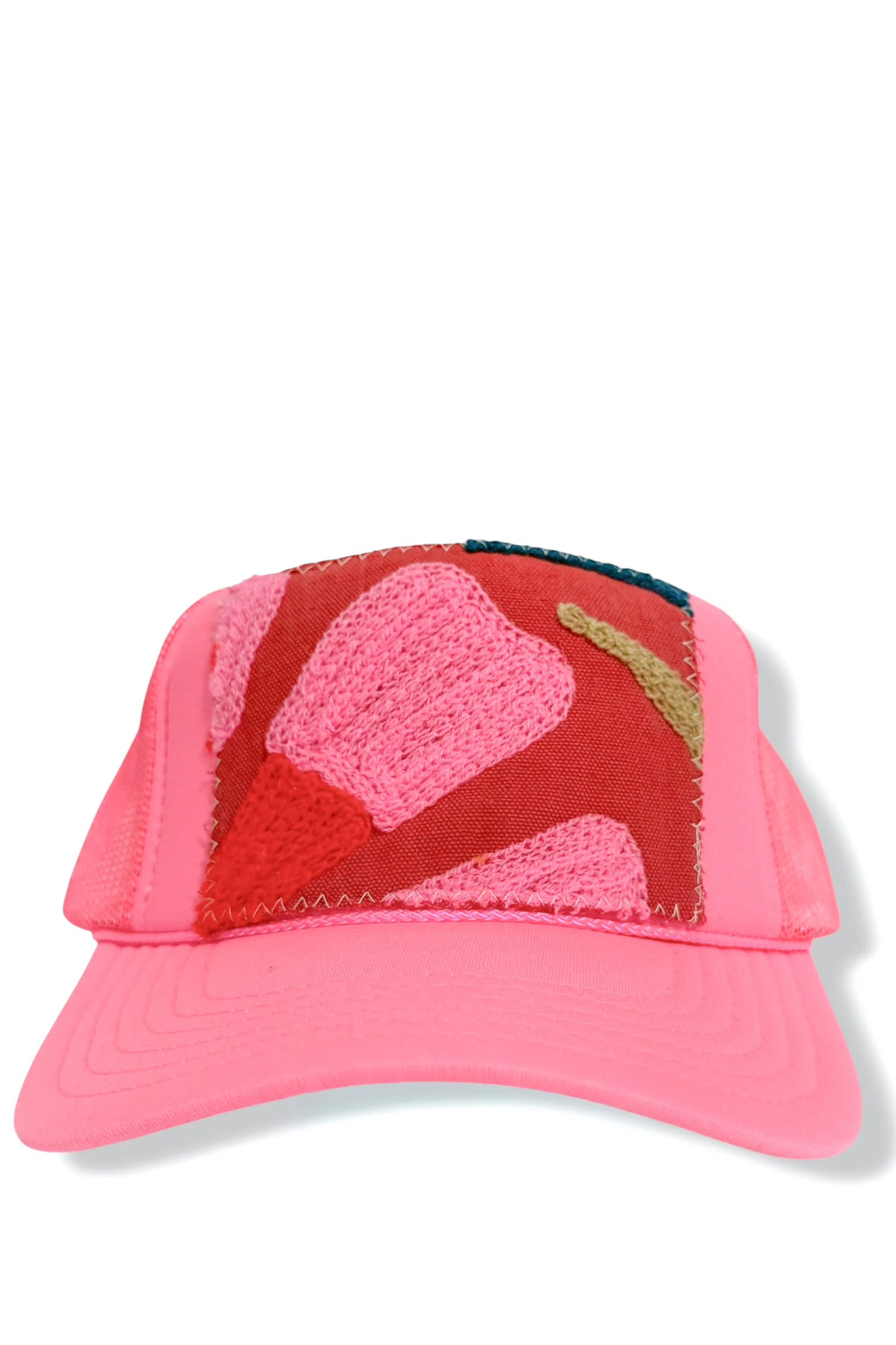 Suzani Hot Pink Kilim Patch Trucker Hat 3