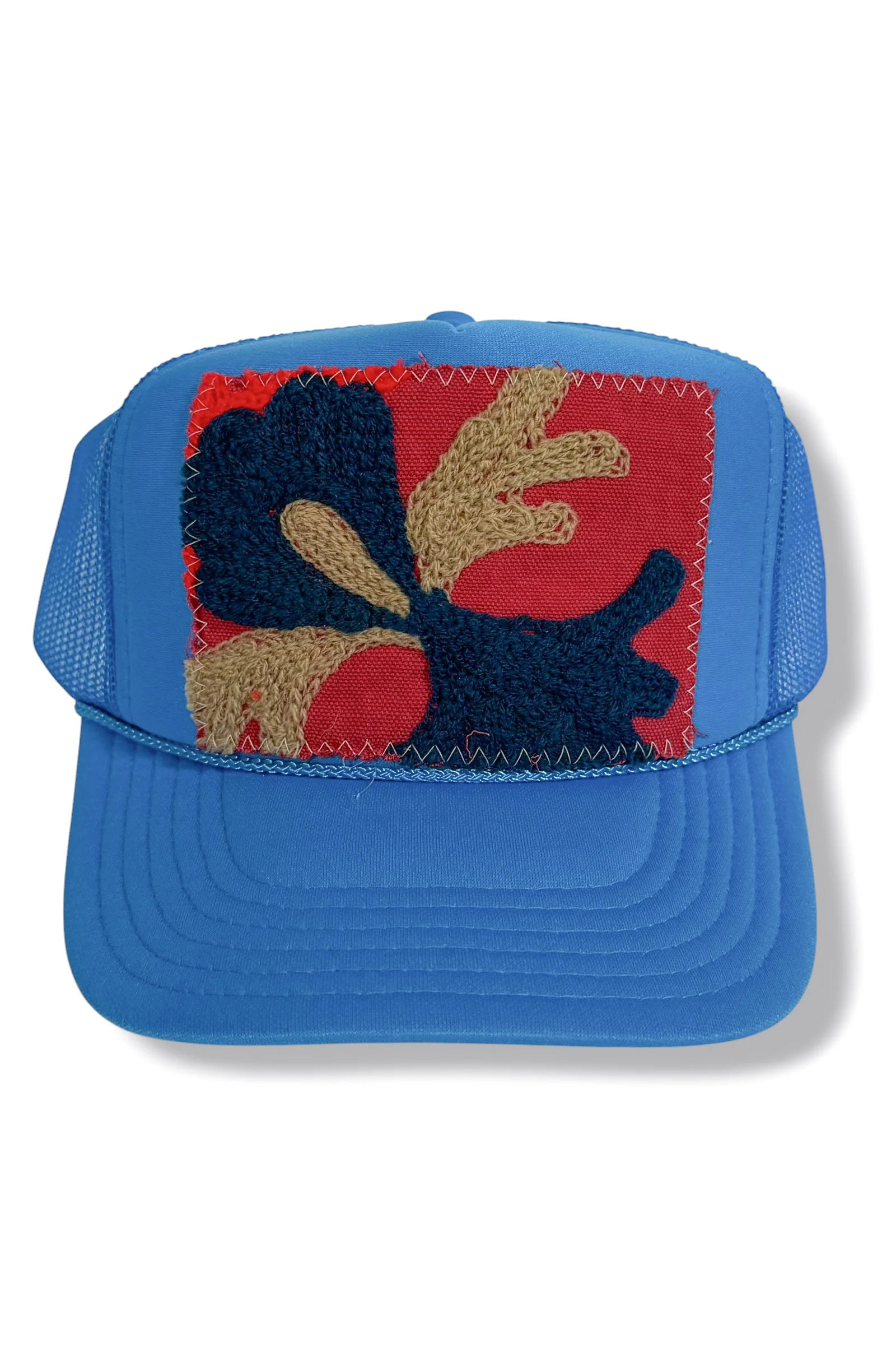 Suzani Neon Blue Kilim Patch Trucker Hat 10