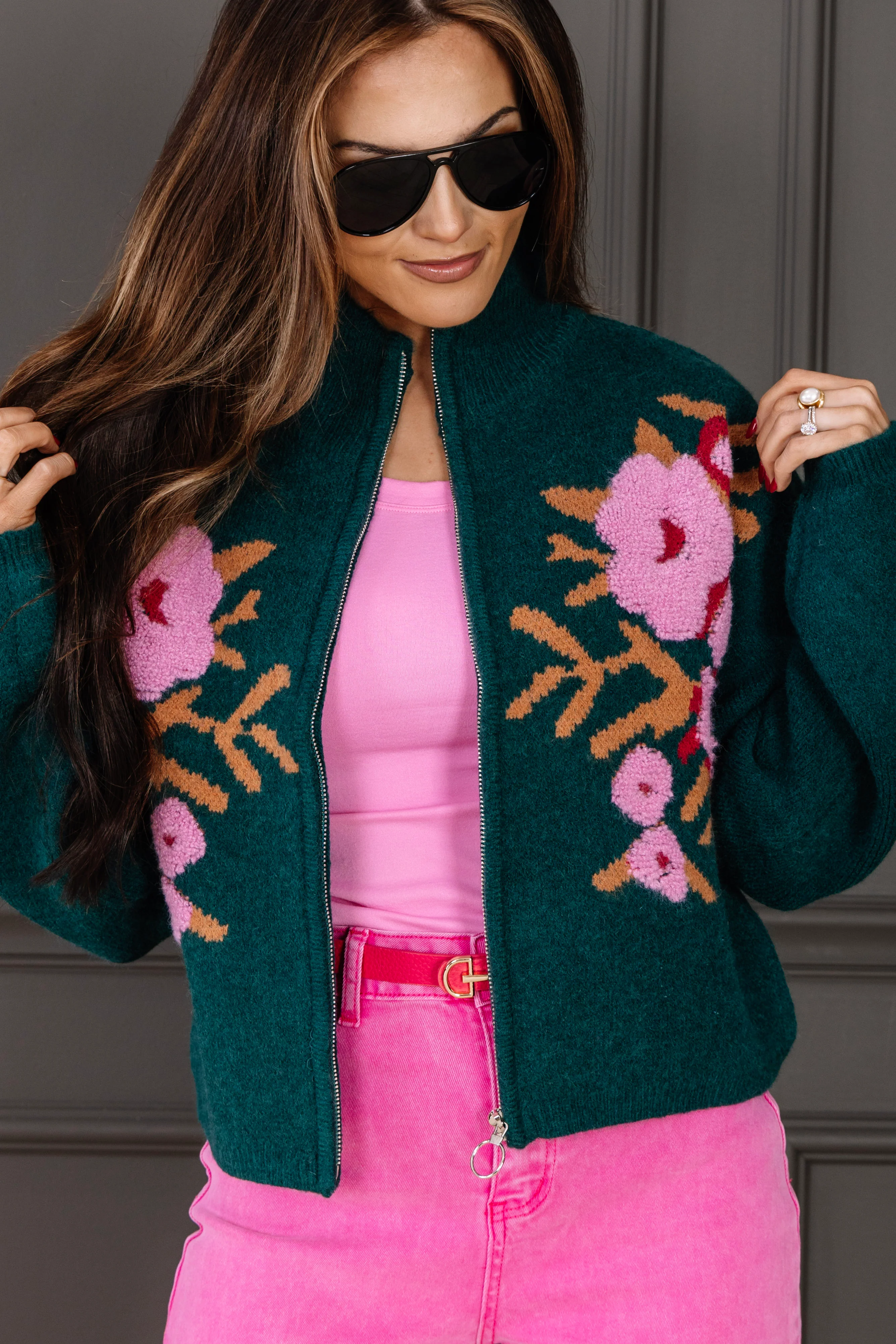 Take Your Pick Pine Long Sleeve Sweater Jacket - Image 4