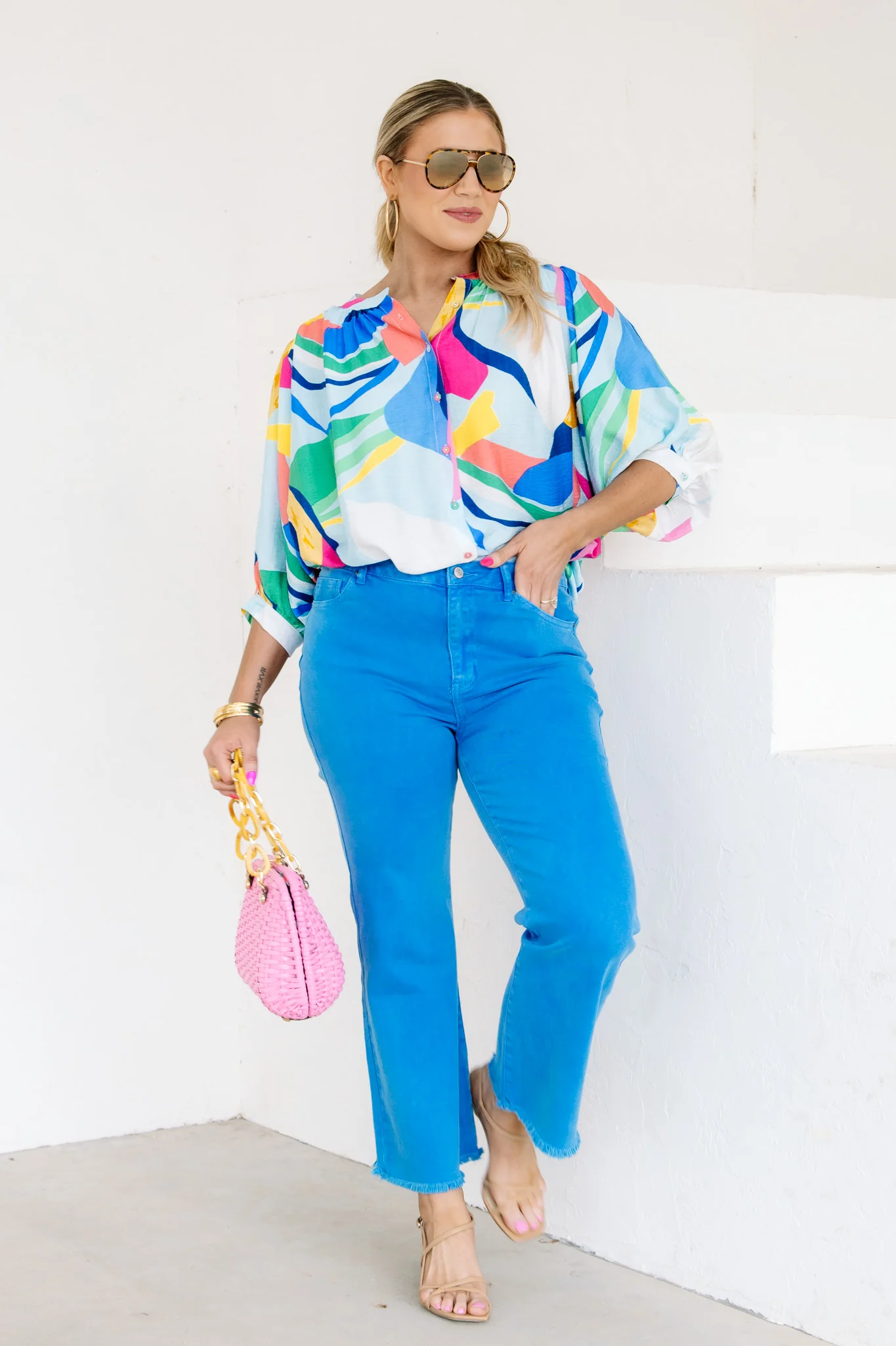 Switch It Up Ocean Blue Cropped Wide Leg Jean - Image 2