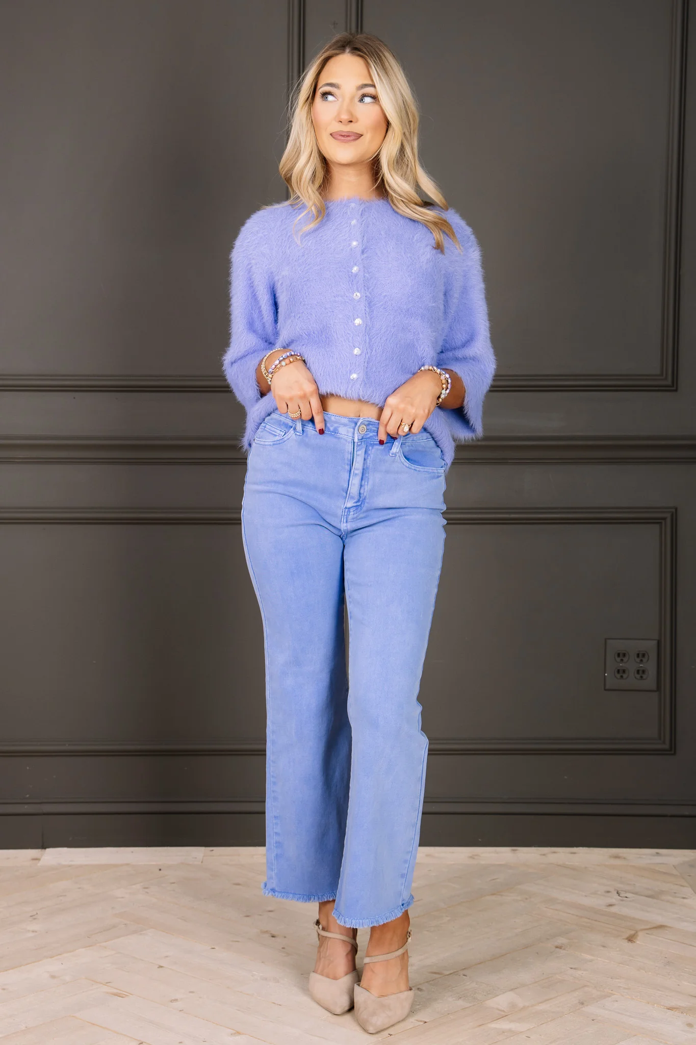 Take it Away Cornflower Wide Leg Jean - Image 4