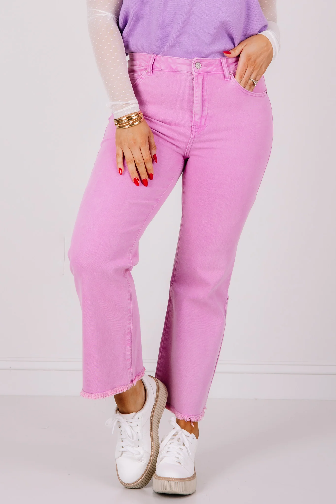 Take it Away Mauve Wide Leg Jean - Image 3