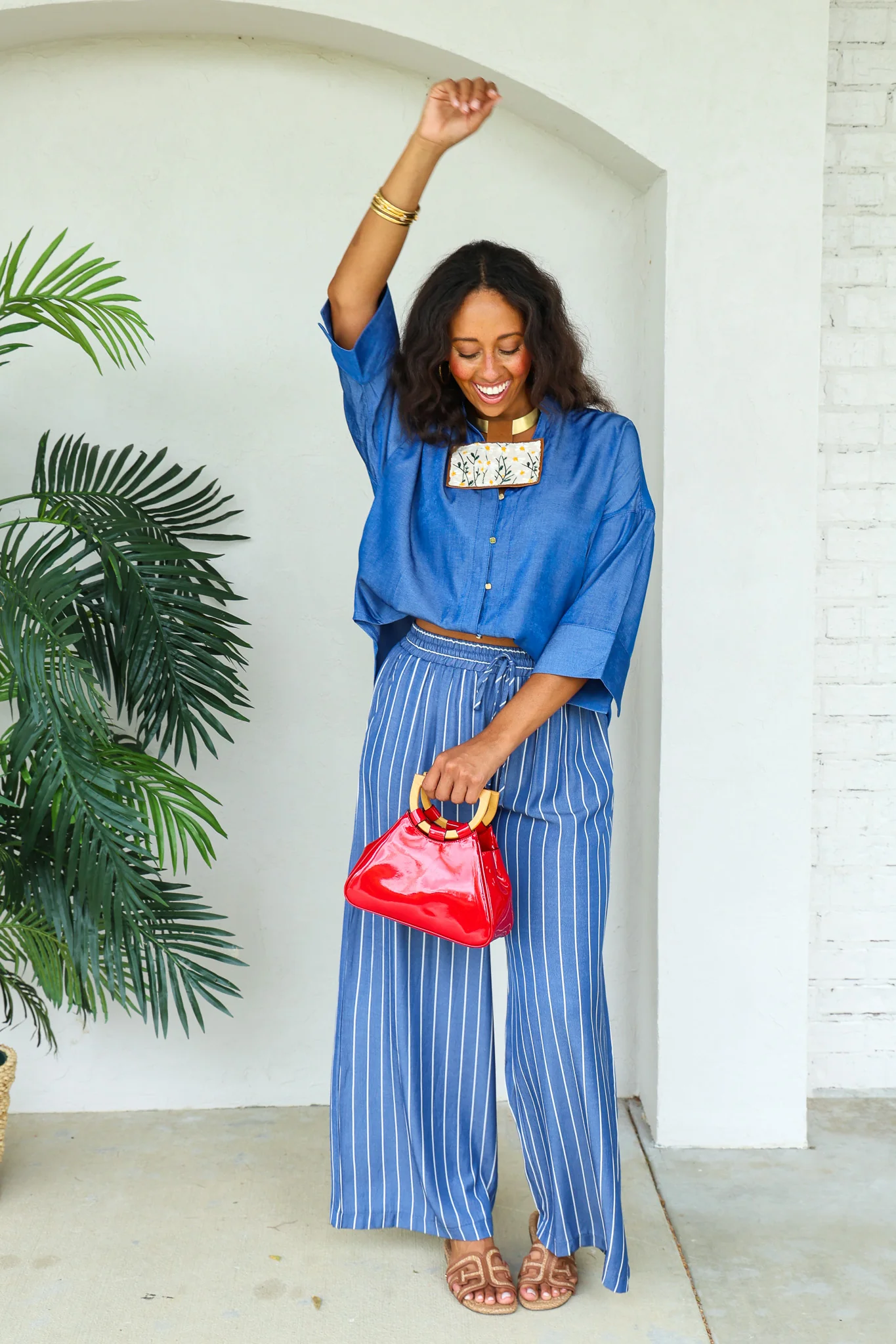 Take Your Breath Away Indigo Short Sleeve Blouse - Image 5