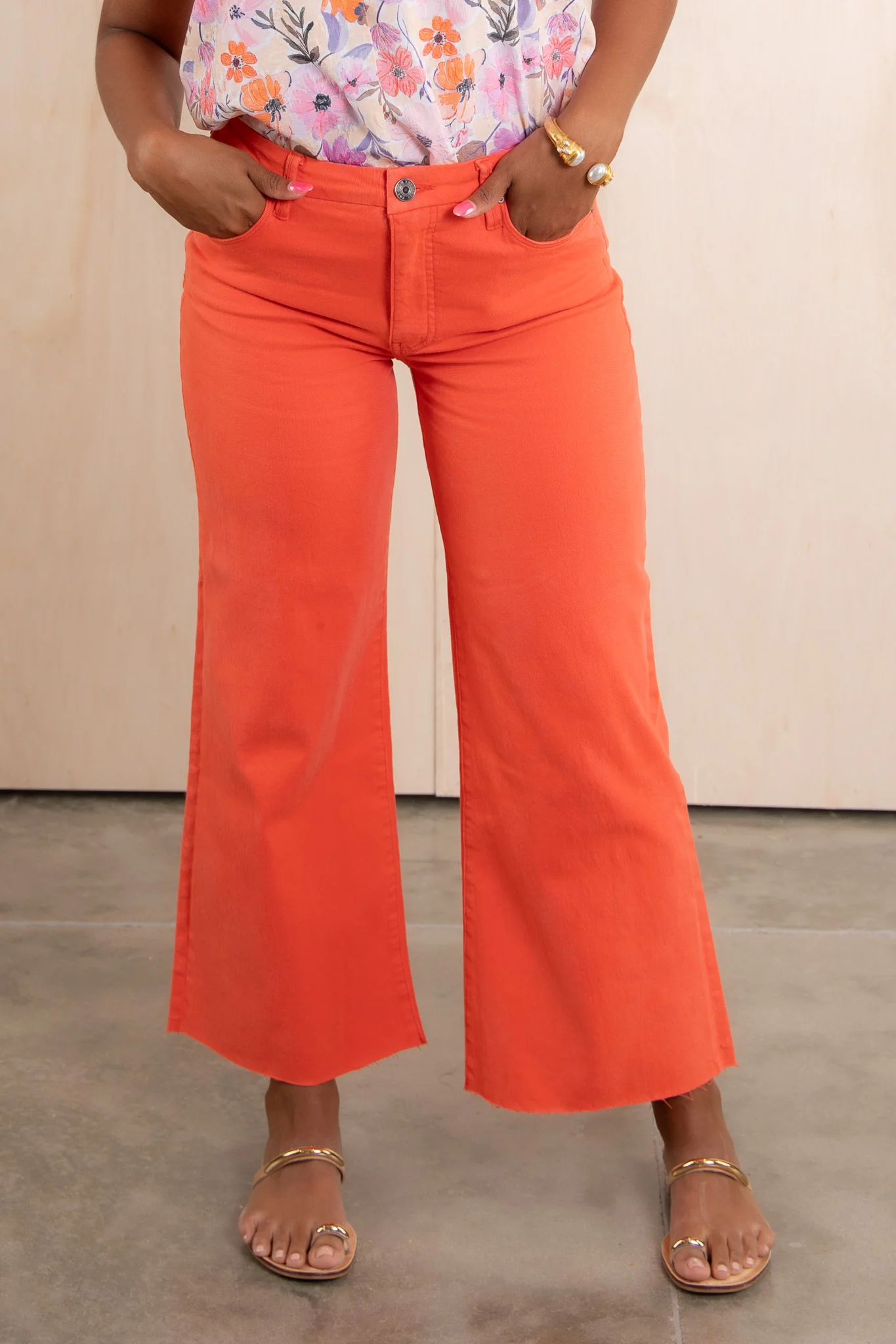 Meg Tangerine High Rise Wide Leg Jean