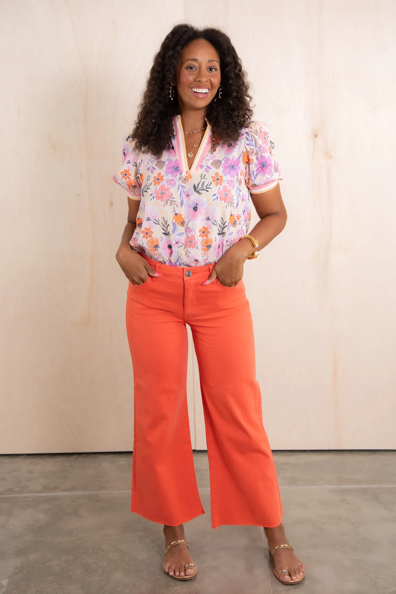 Meg Tangerine High Rise Wide Leg Jean - Image 2
