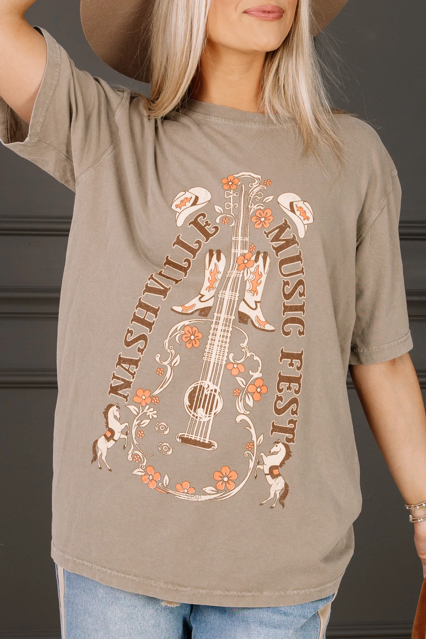 Nashville Music Fest Taupe Short Sleeve Tee - Image 3