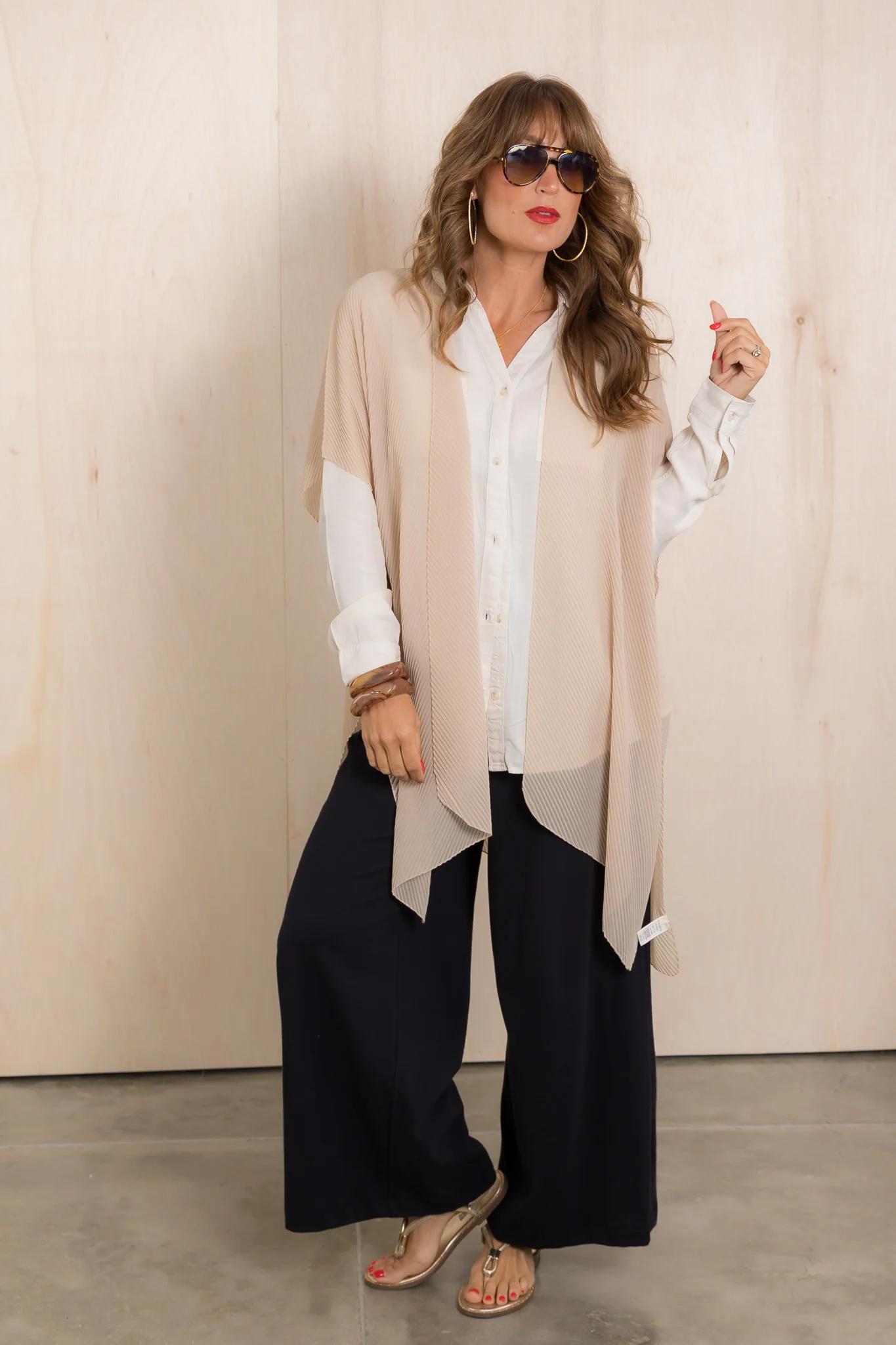 Katy Taupe Solid Chiffon Kimono