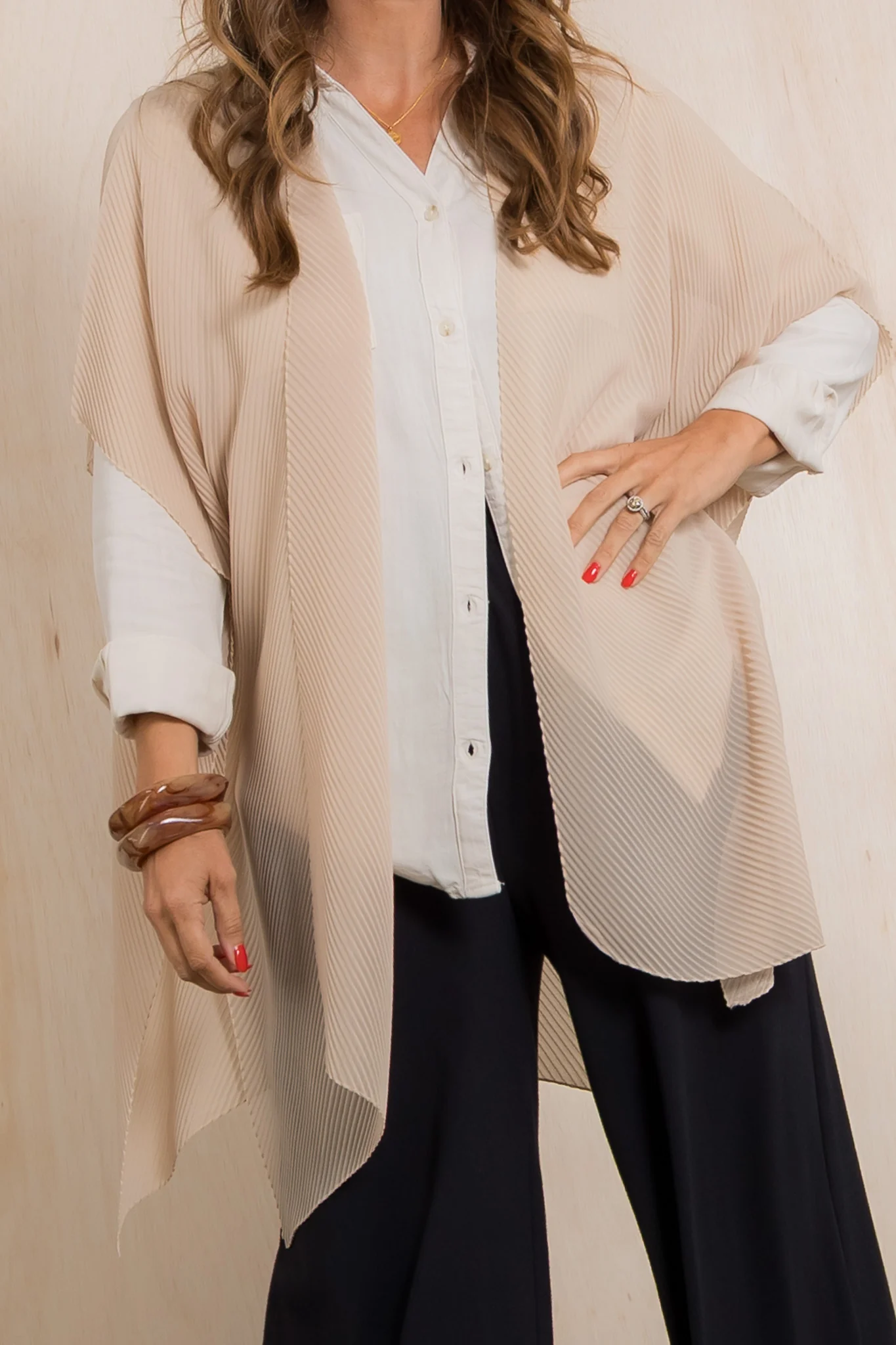 Katy Taupe Solid Chiffon Kimono - Image 2