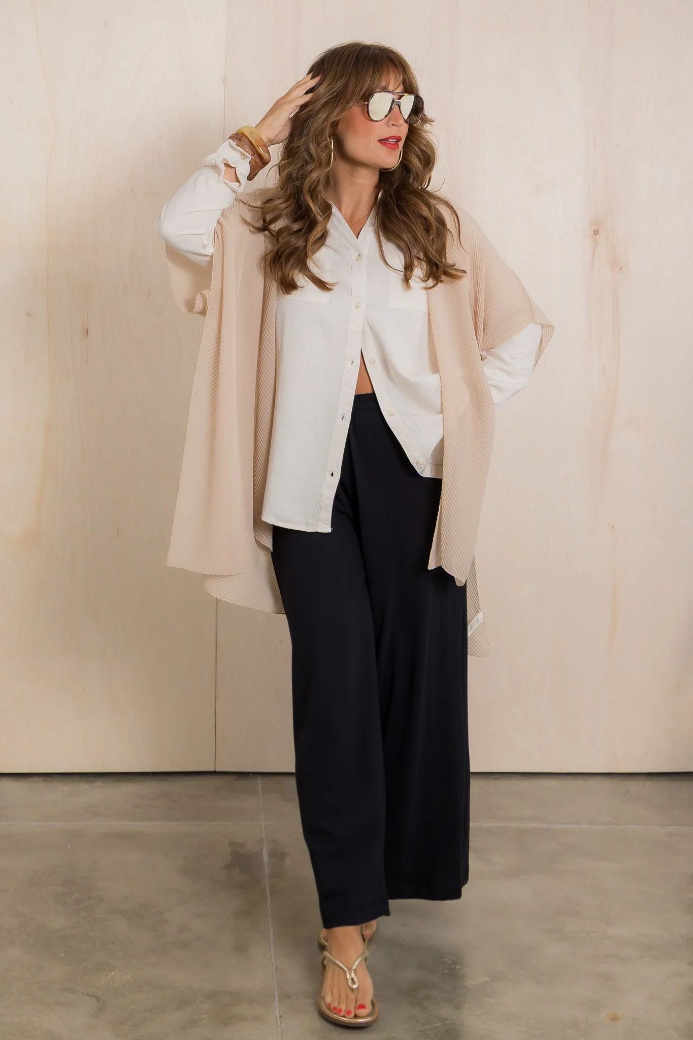 Katy Taupe Solid Chiffon Kimono - Image 3