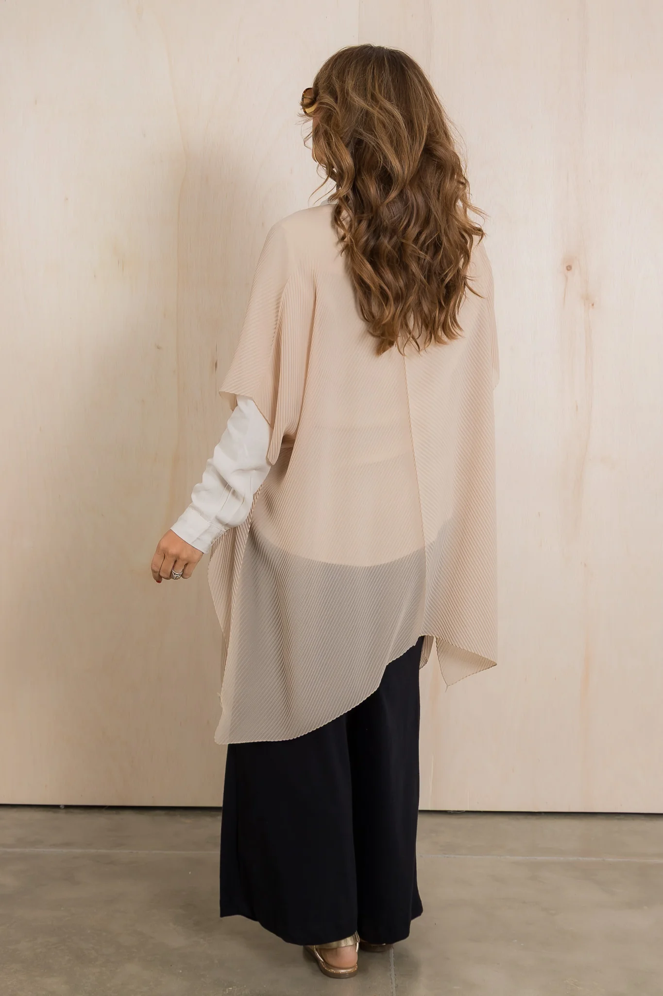 Katy Taupe Solid Chiffon Kimono - Image 4