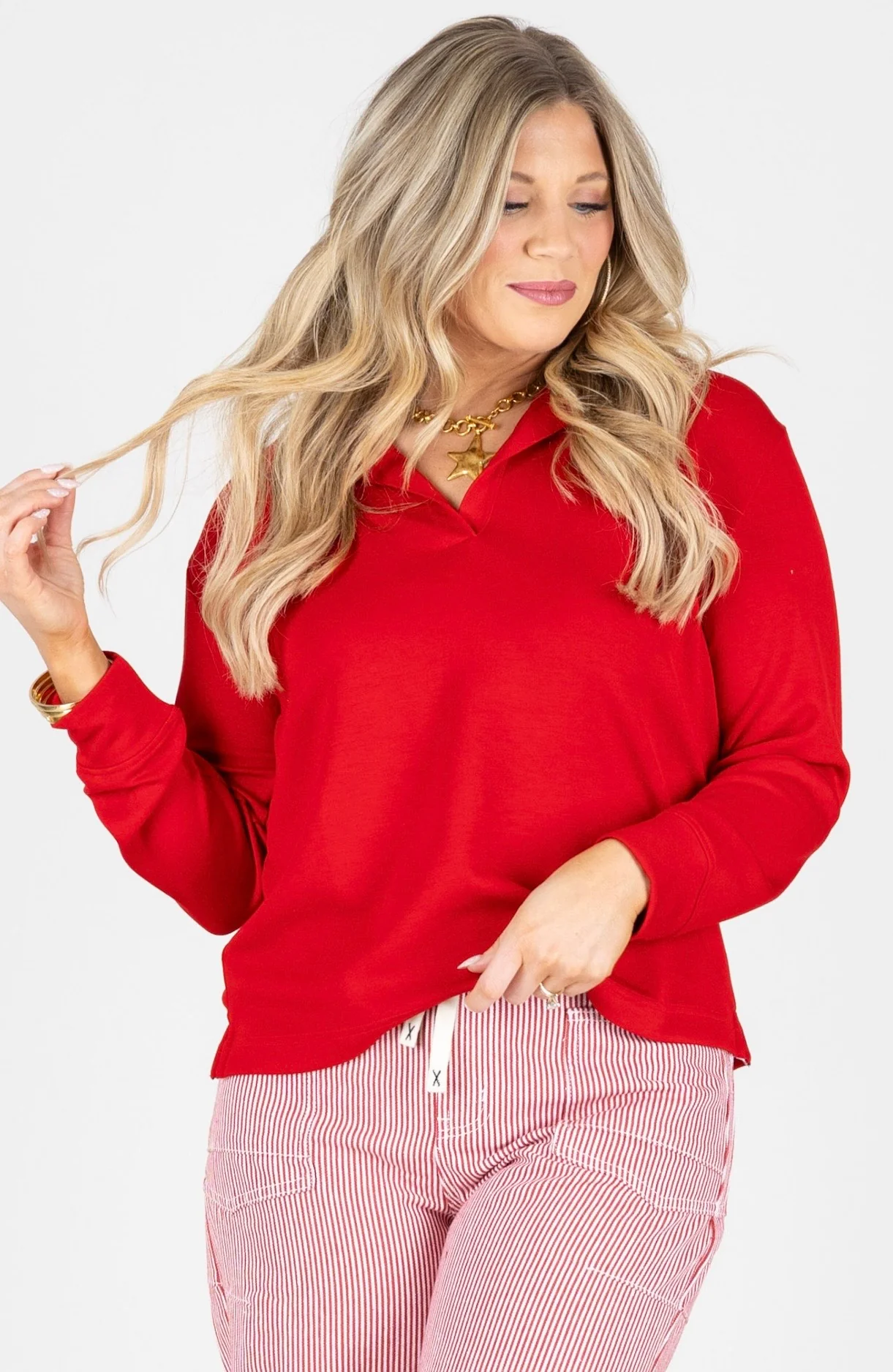 Tribal Simple Joy Sangria Long Sleeve Top