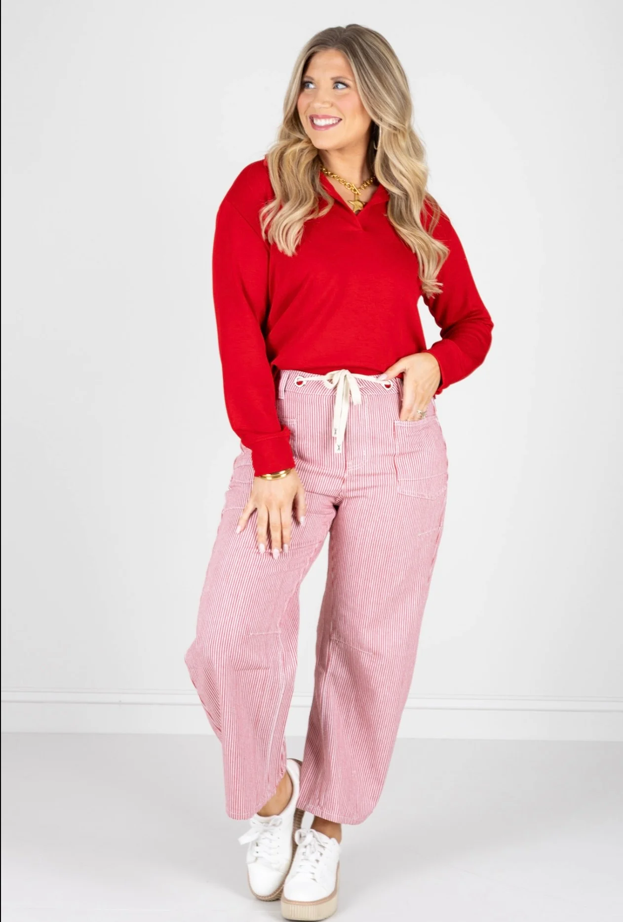 Tribal Simple Joy Sangria Long Sleeve Top - Image 4