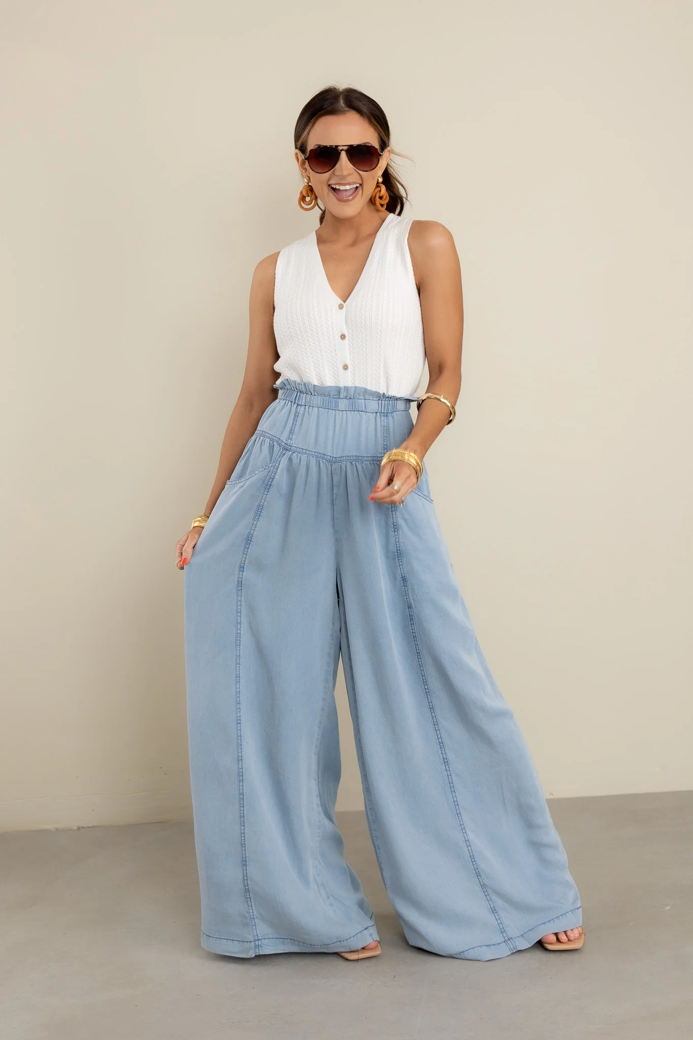 Ellie Denim Wide Leg Pant - FINAL SALE
