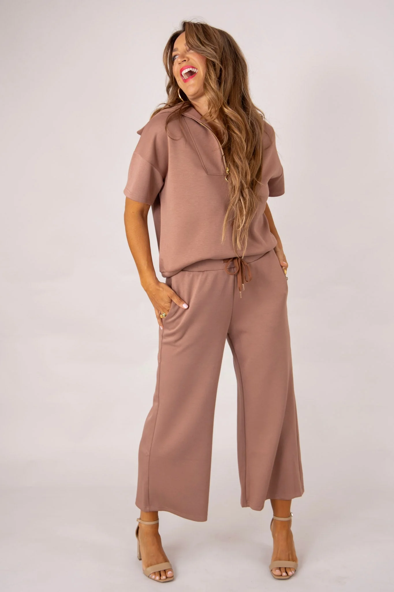 The Lux Collection Half Zip Top - Mocha | TWT Collection - SALE - Image 5