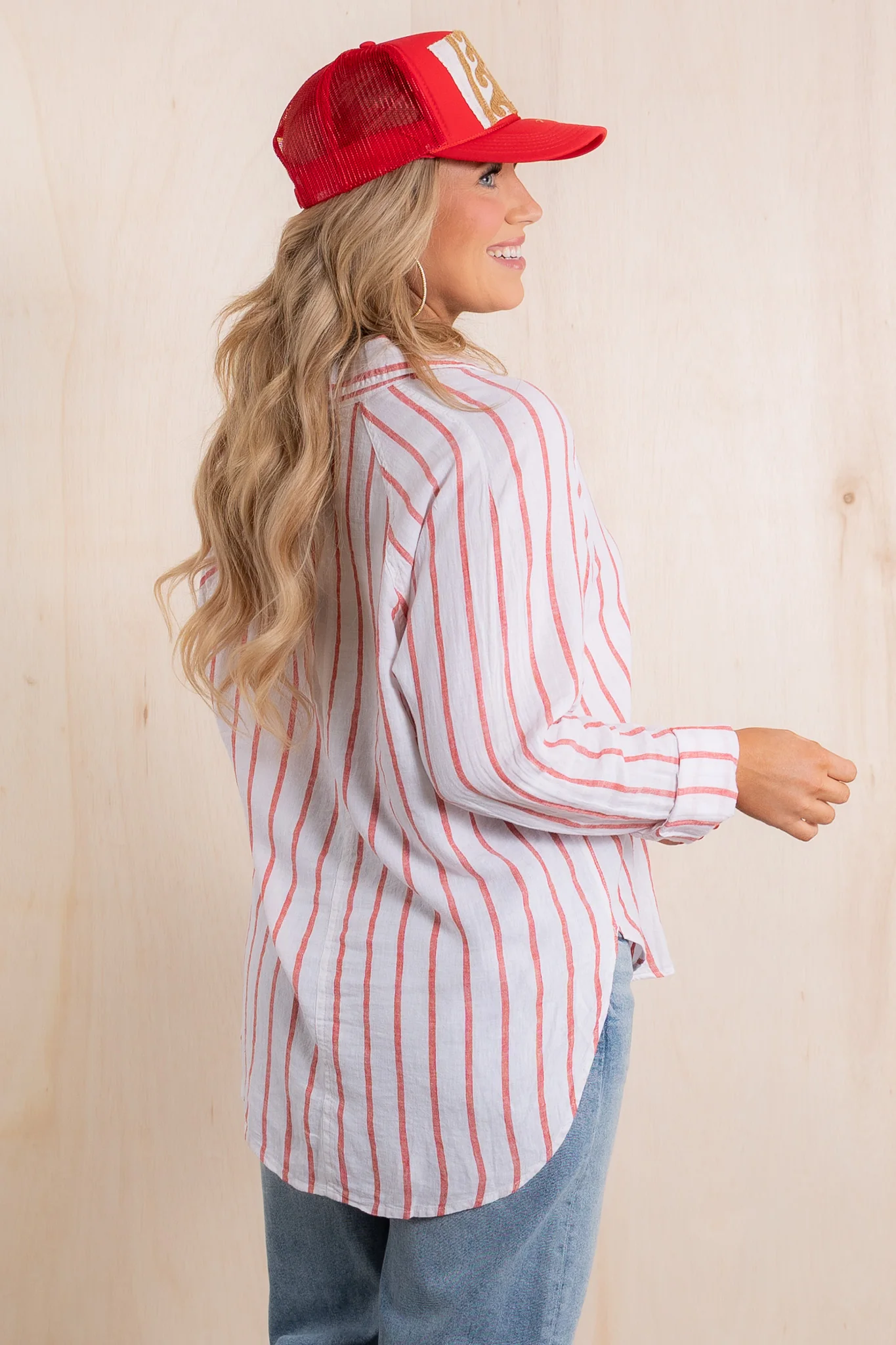 Z Supply Perfect Line Cabana Red Long Sleeve Top *Final Sale* - Image 5