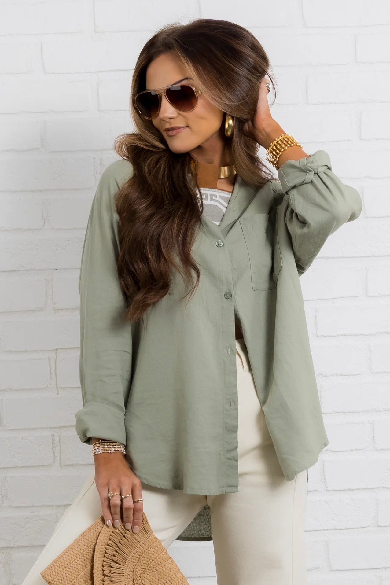 Z Supply The Perfect Linen Avocado Top *Final Sale*