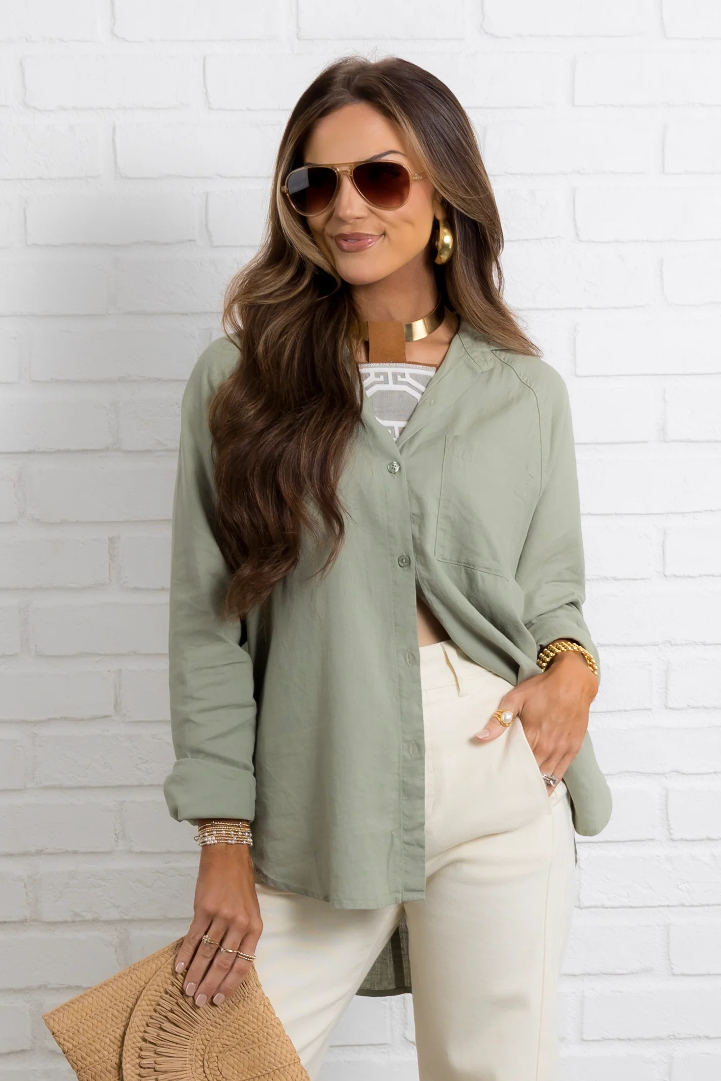 Z Supply The Perfect Linen Avocado Top *Final Sale* - Image 5
