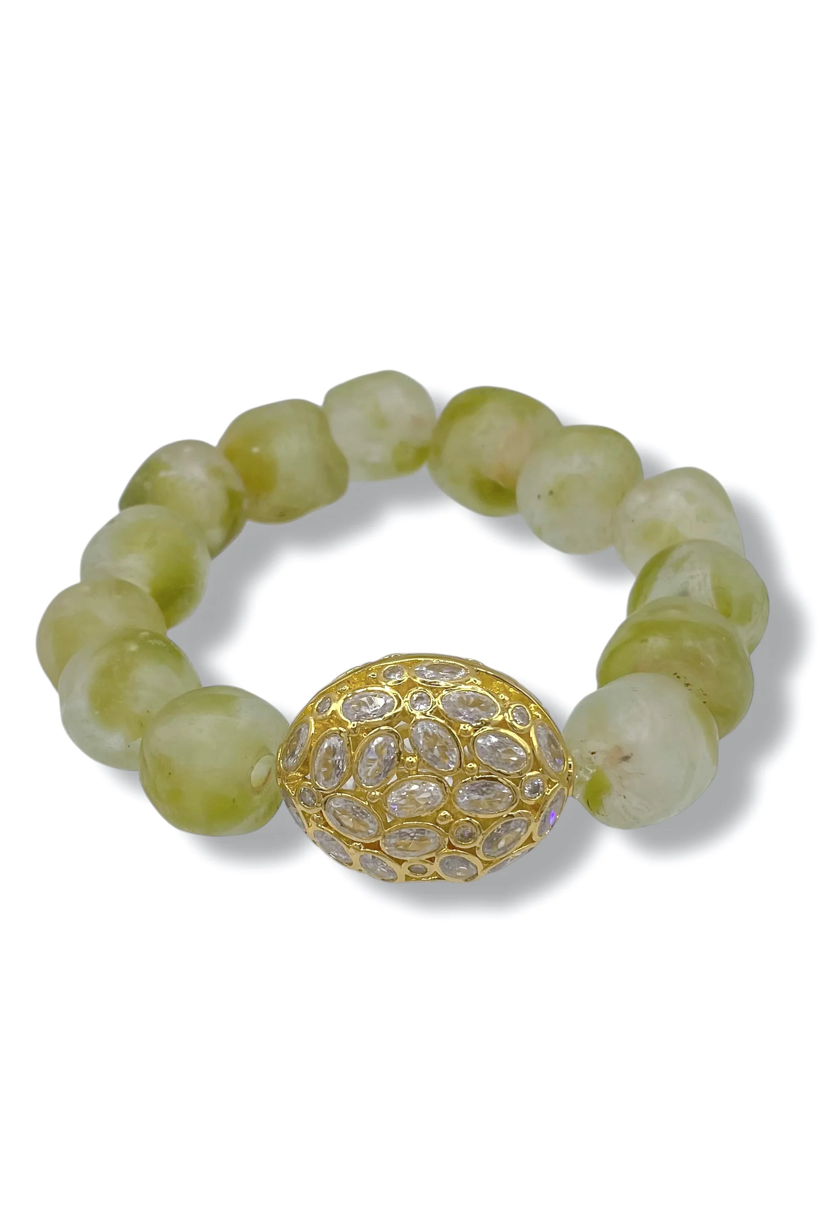 FINAL SALE Virtue The Princess Olive Multi Glass Luxe Beaded Bracelet