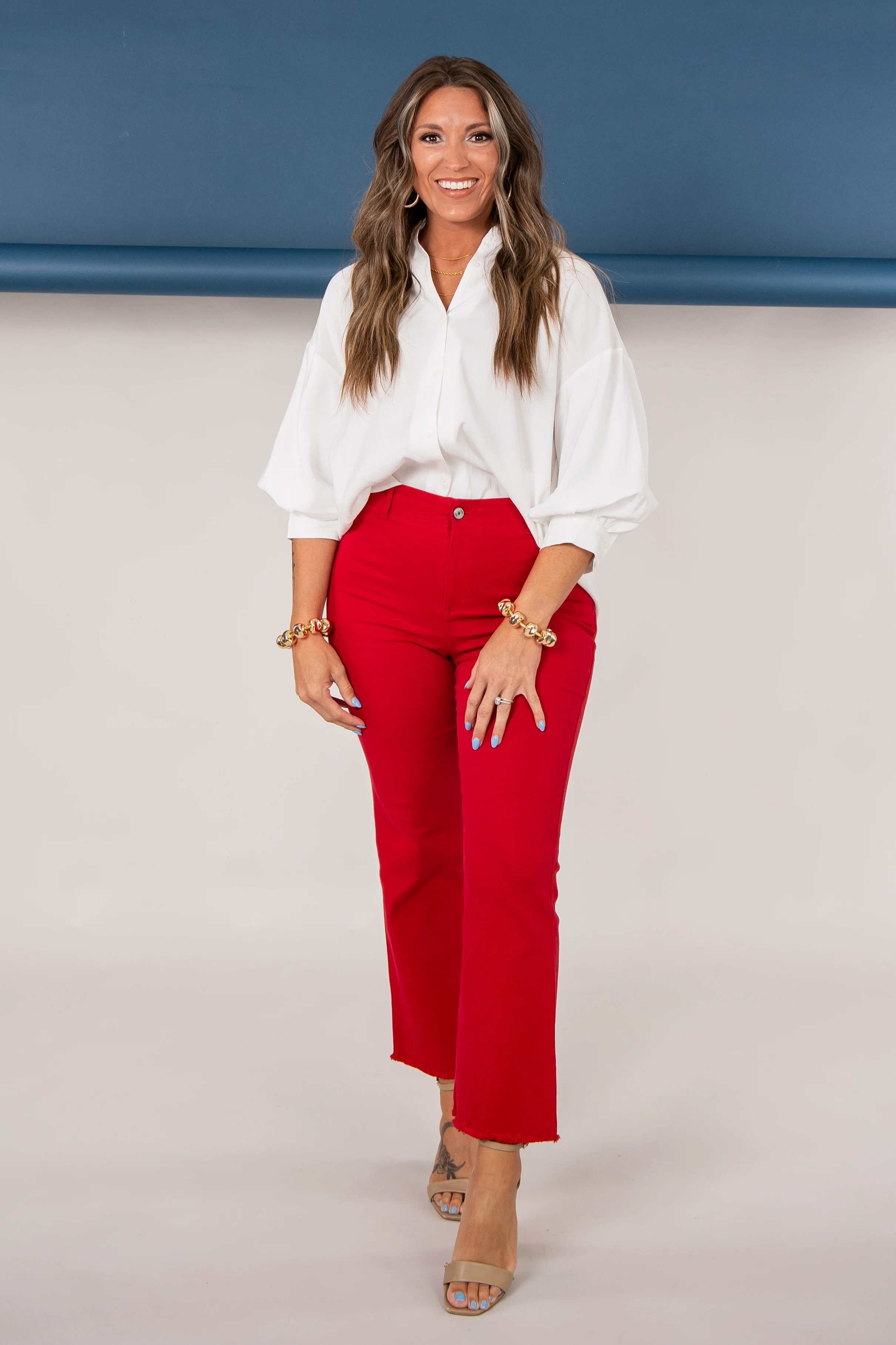 The Signature Wide Leg Pant - Red - SALE - Image 4