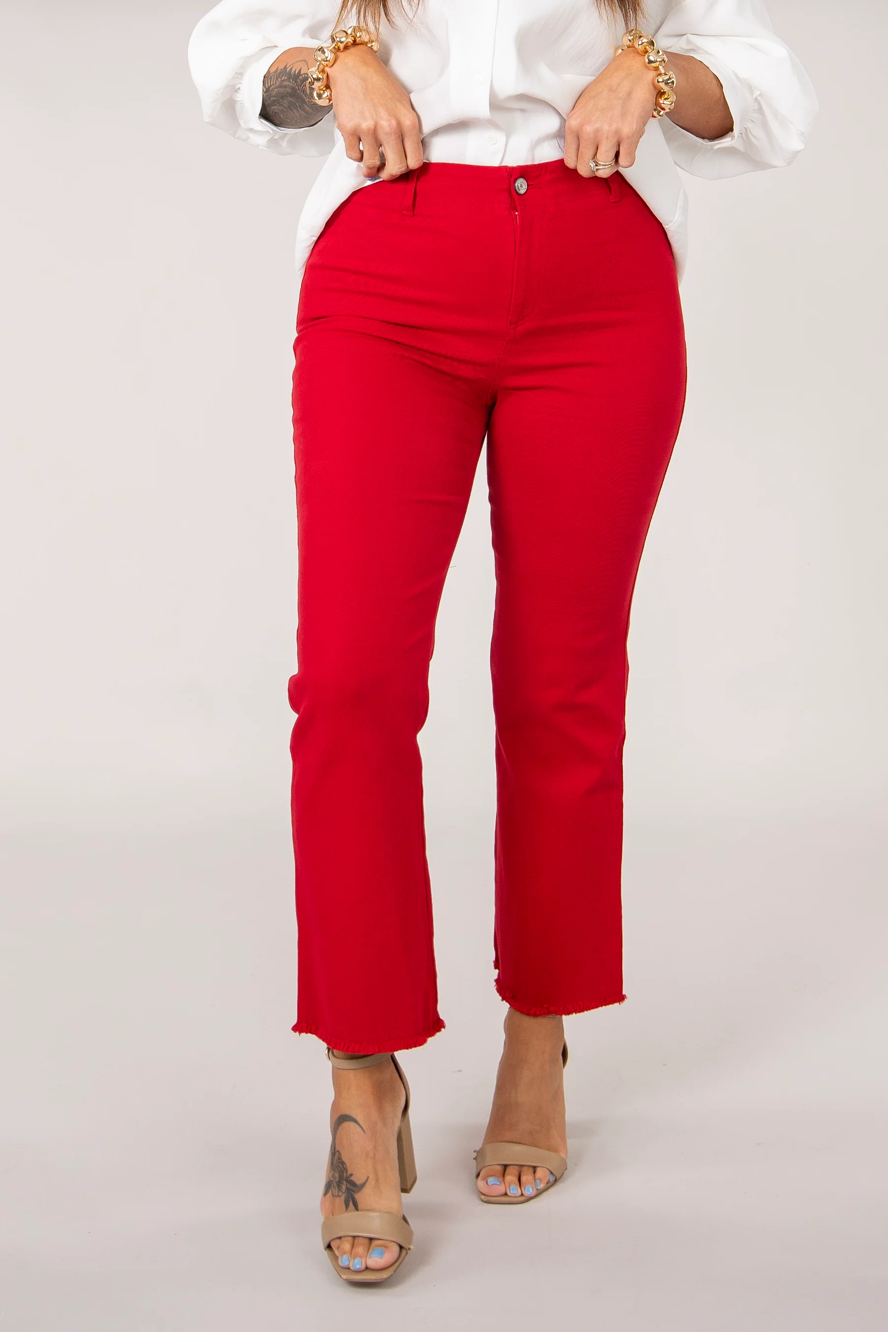 The Signature Wide Leg Pant - Red - SALE - Image 5