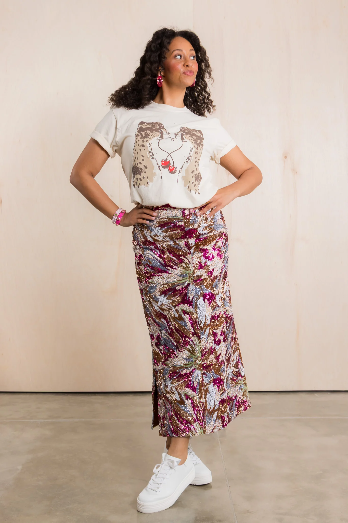 Leopard Cherries Ivory Short Sleeve Tee *Final Sale* - Image 2