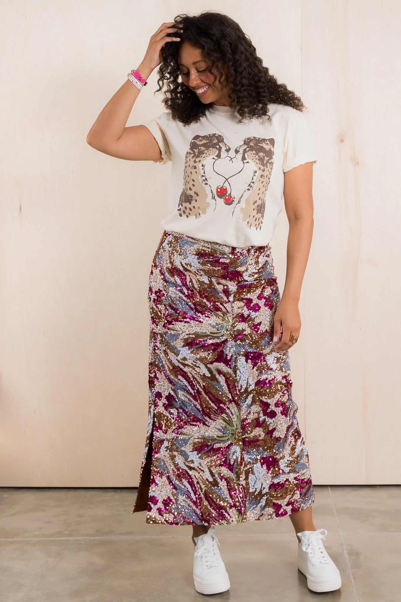 Leopard Cherries Ivory Short Sleeve Tee *Final Sale* - Image 4