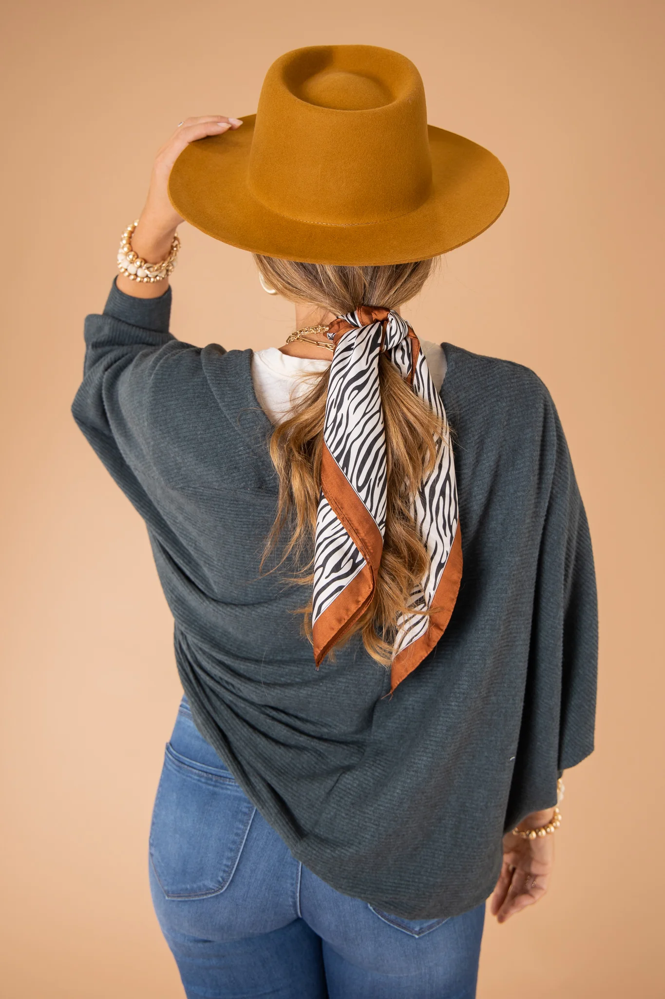 Tiger Line Silky Bandana - Beige | RESTOCK - Image 2