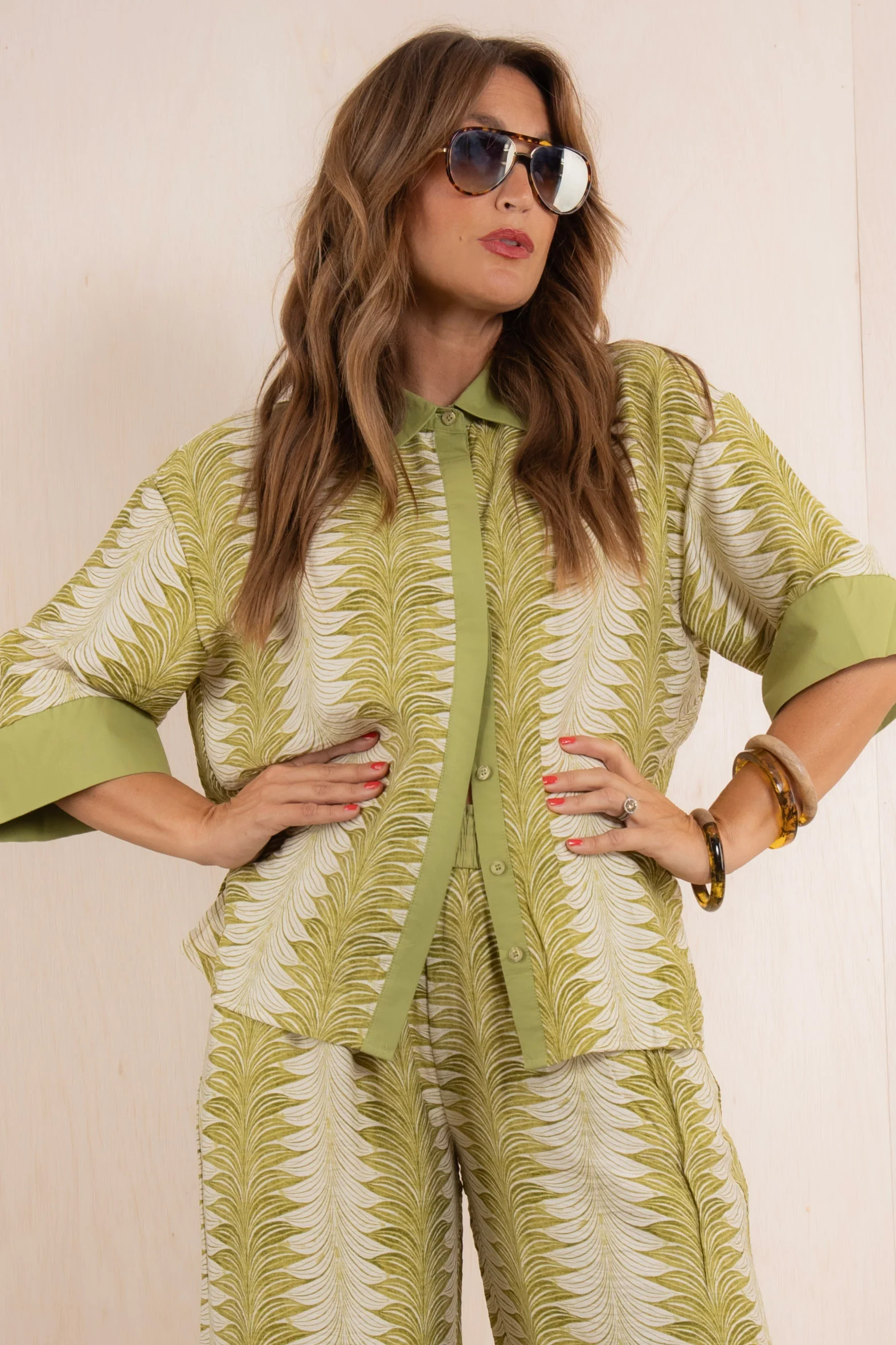 In The Palms Printed Green Short Sleeve Top *Final Sale* - Image 5