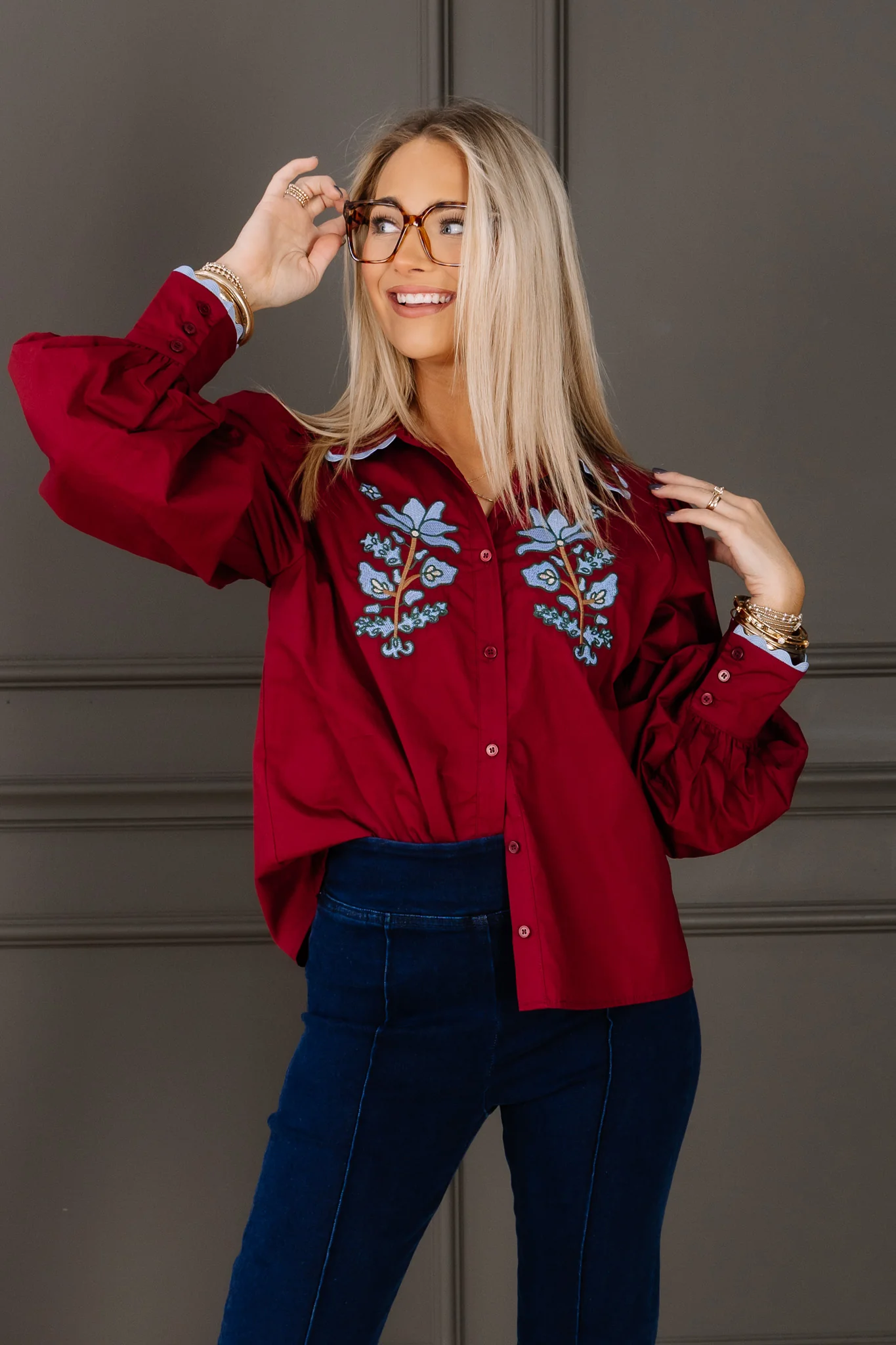 DOORBUSTER Janie Embroidered Long Sleeve Top - Image 4