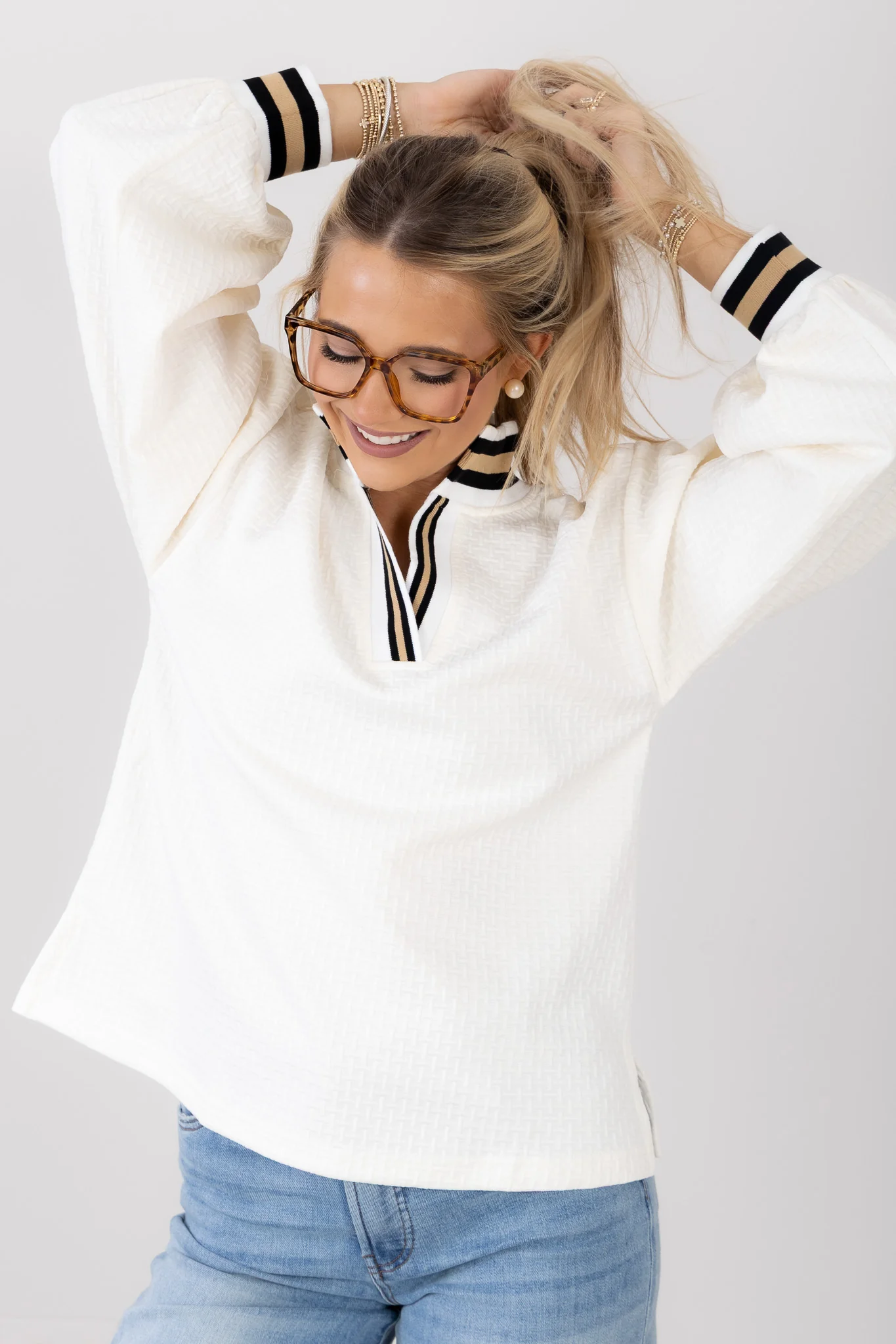 Zara Off White Long Sleeve Blouse - Image 3