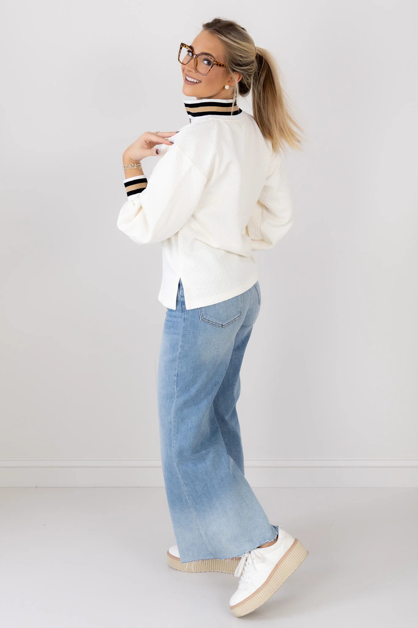 Zara Off White Long Sleeve Blouse - Image 4