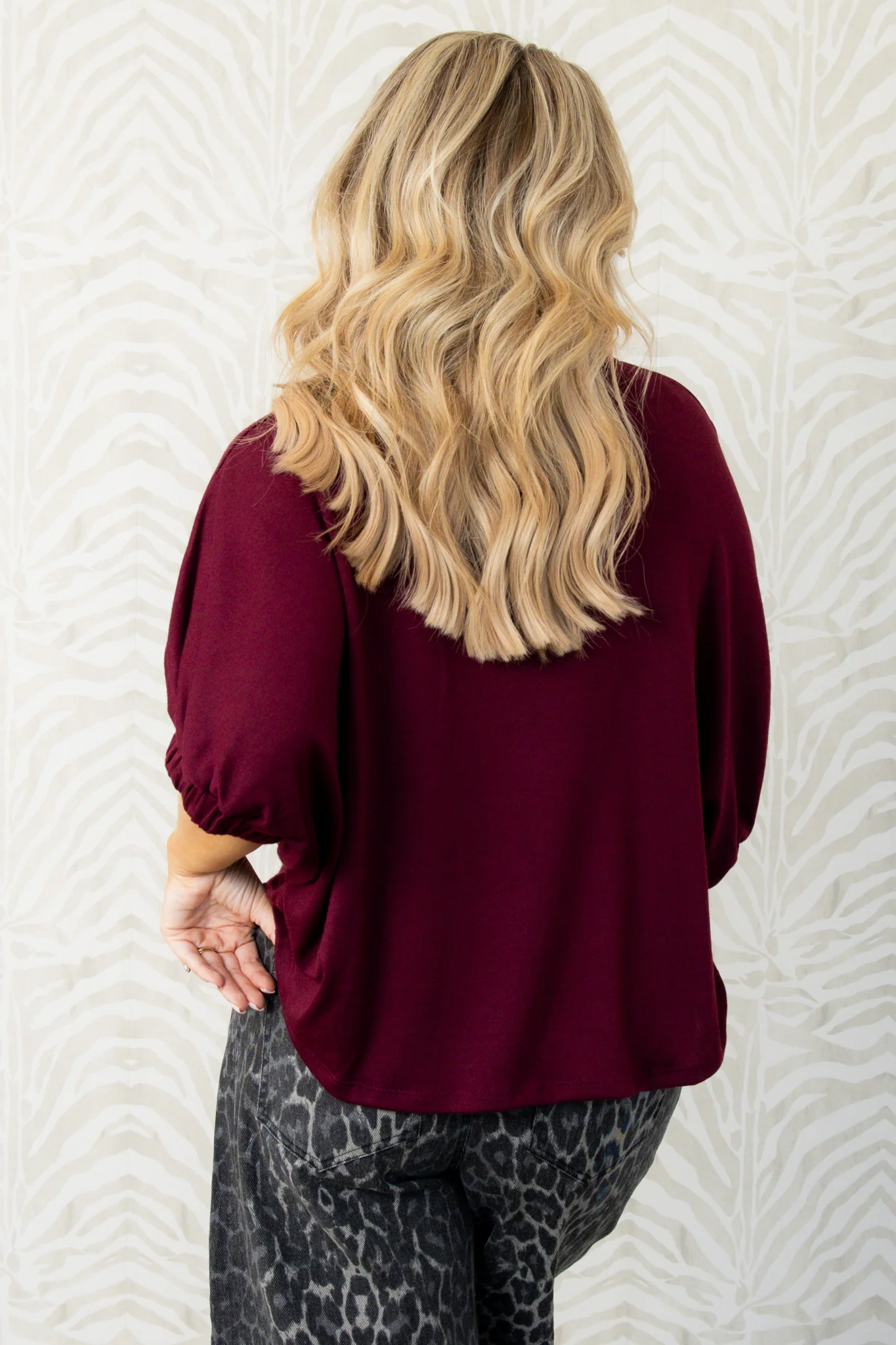 Time is Here Ruby Short Sleeve Mock Neck Top - Image 4