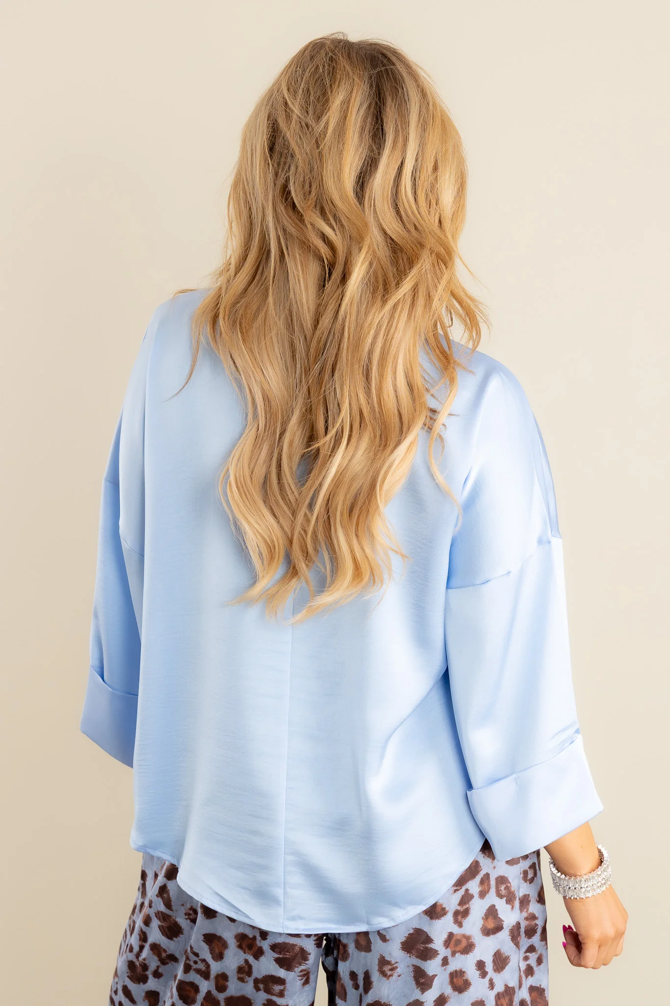 At The Office Blue Long Sleeve Blouse - Image 4