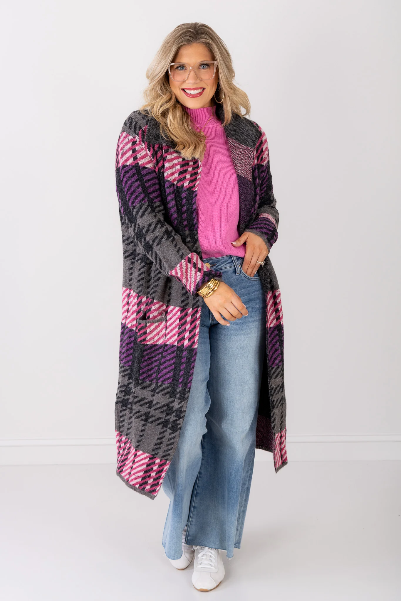 DOORBUSTER Save it for Later Grey Toronto Plaid Long Sleeve Jacket - Image 3
